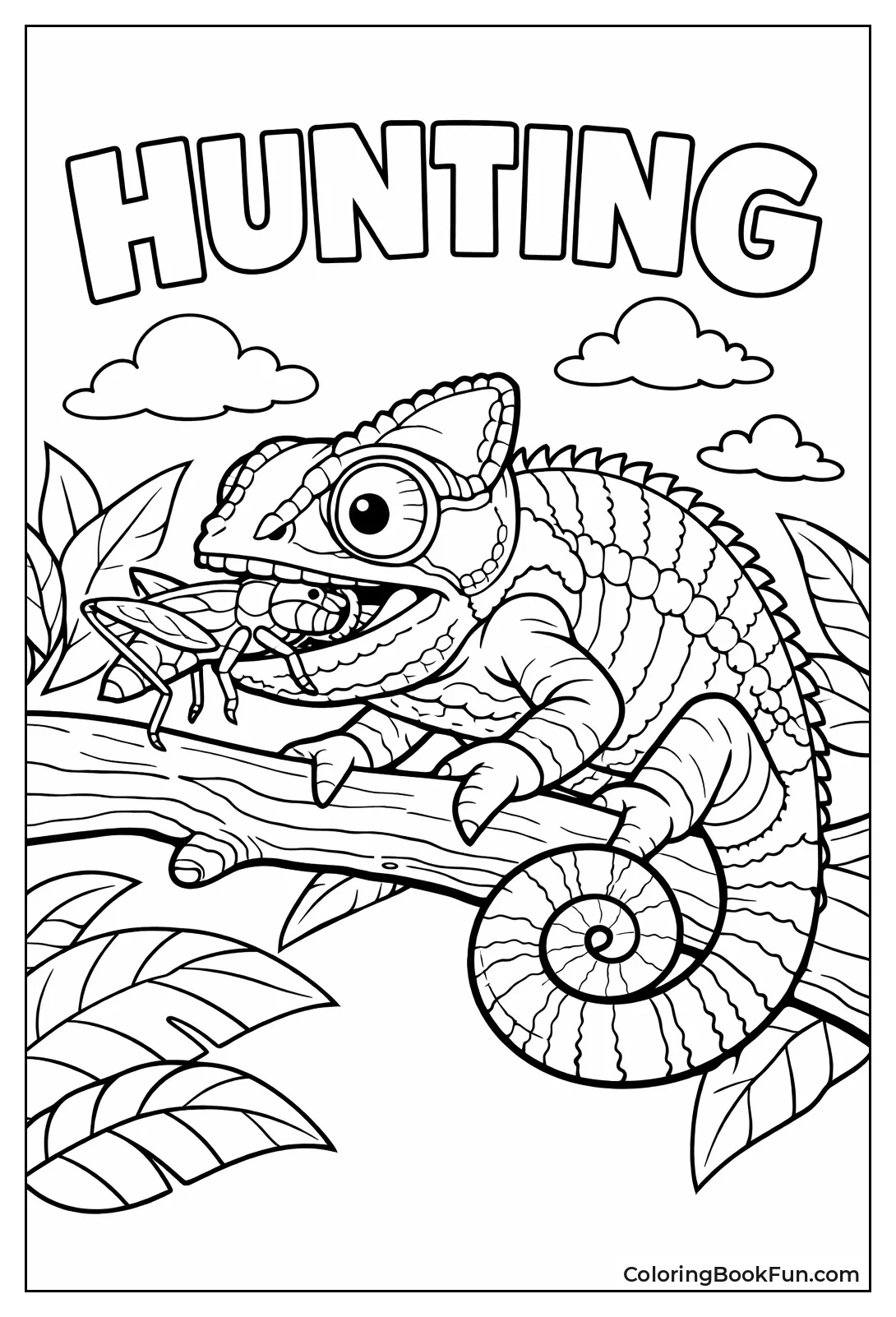 Chameleon Munches on Grasshopper