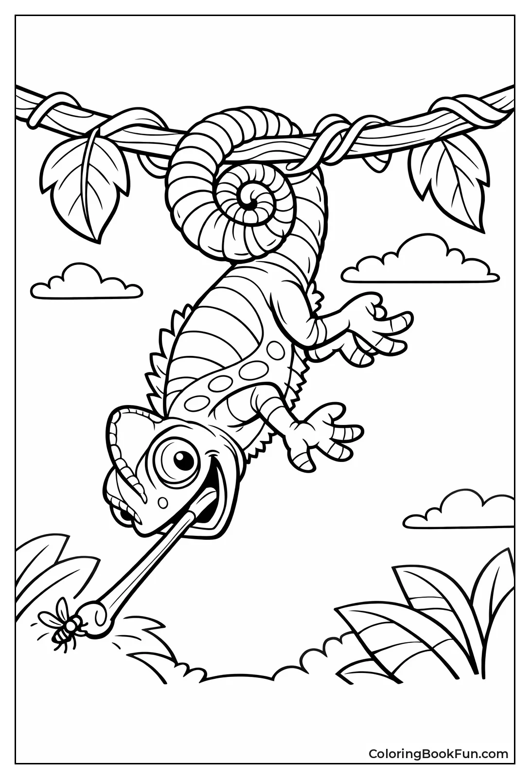 Chameleon Hangs by Tail