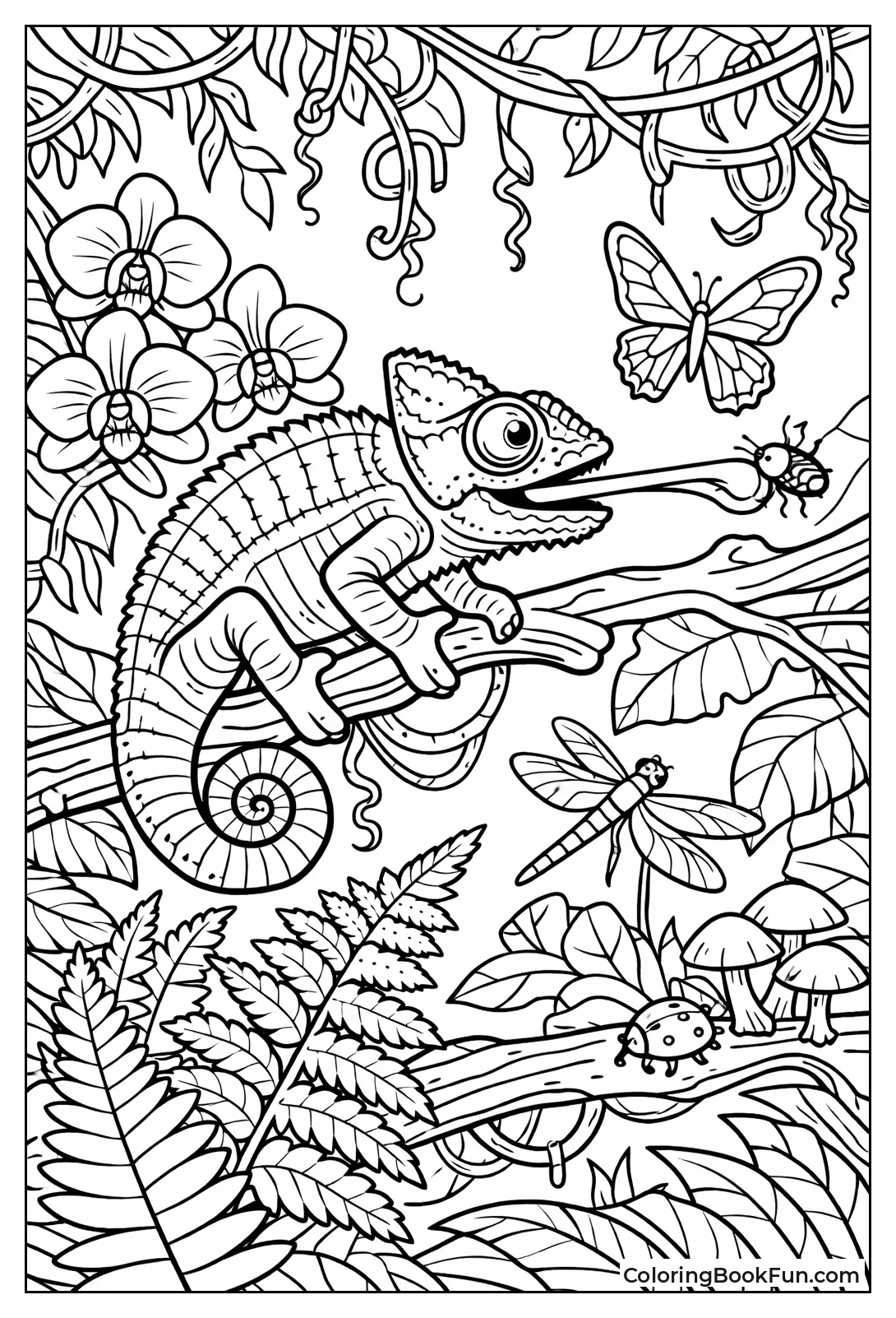 Chameleon in Rainforest Plants