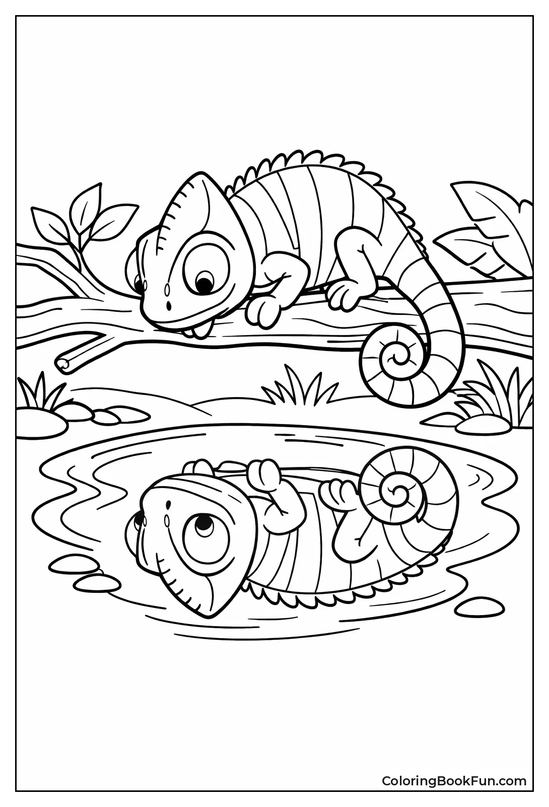 Chameleon Gazes at Reflection