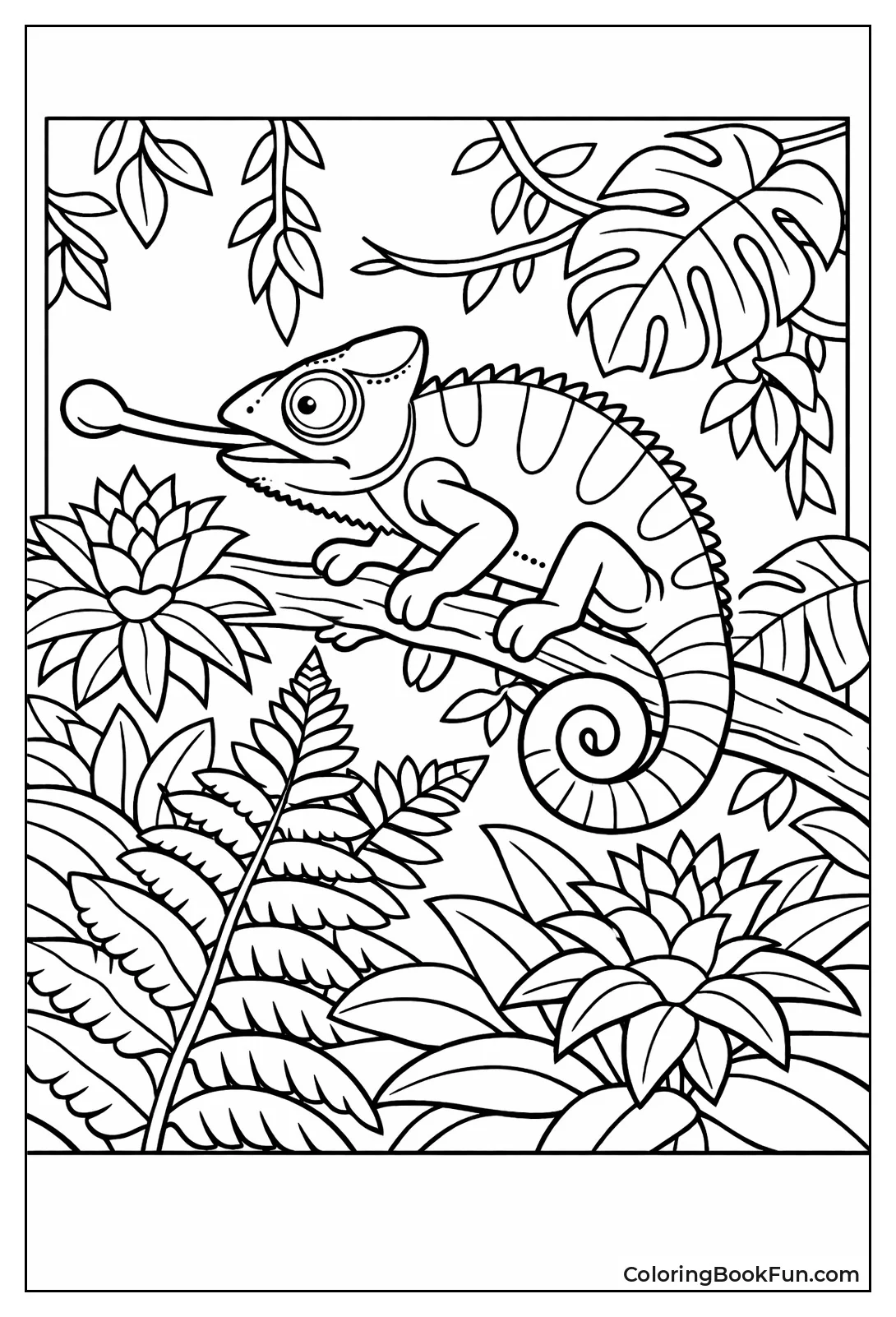 Chameleon Among Tropical Plants