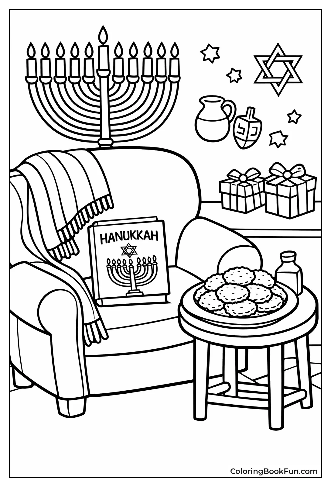 Cozy Chair with Latkes Book