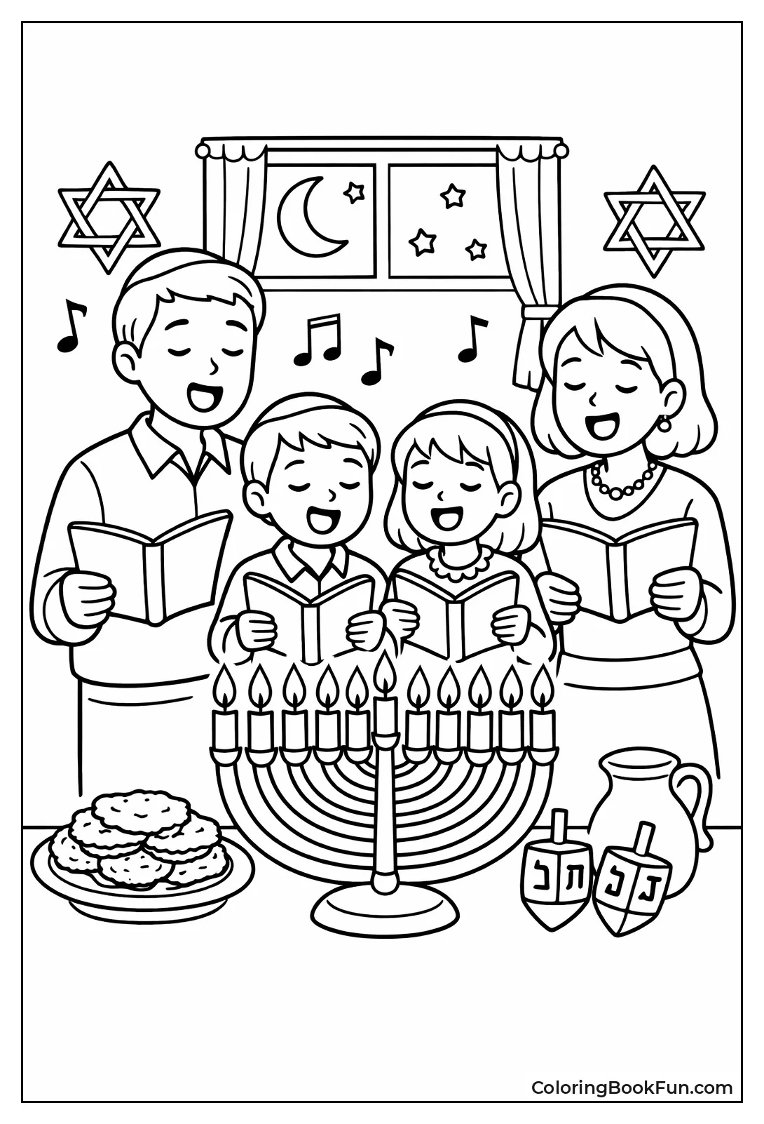Family Singing by Menorah