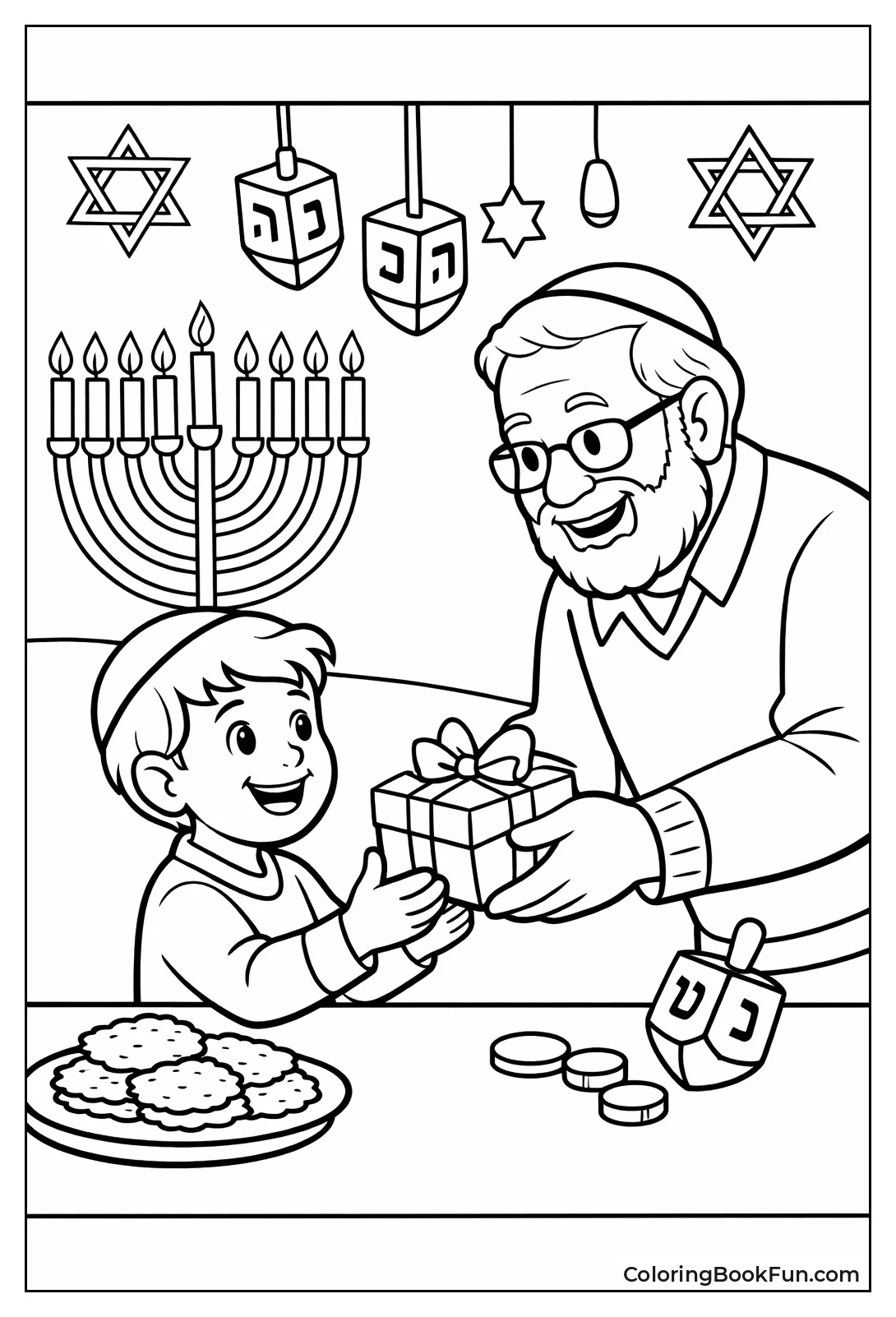 Grandpa Giving Gift to Kid