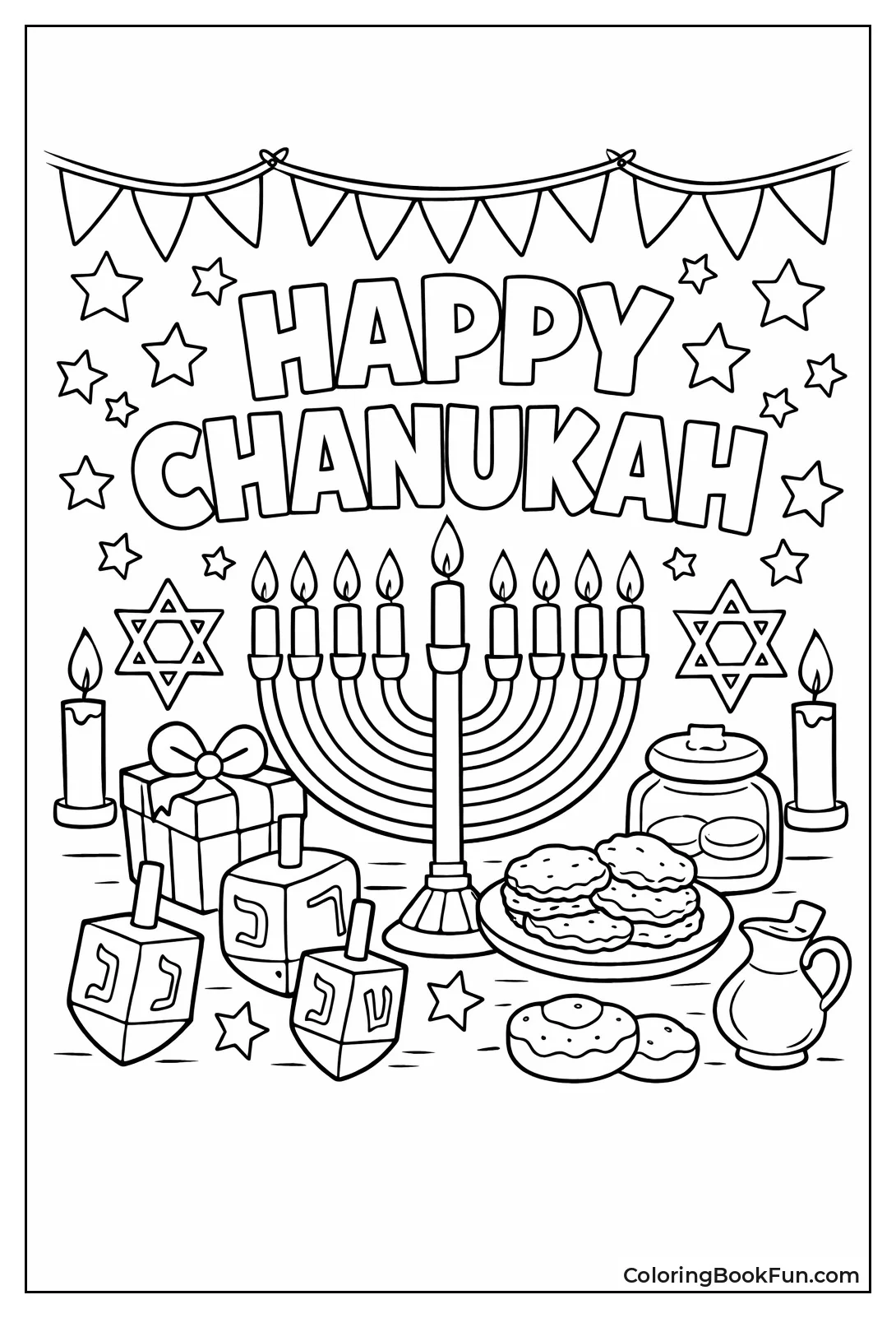 Happy Chanukah Banner with Stars