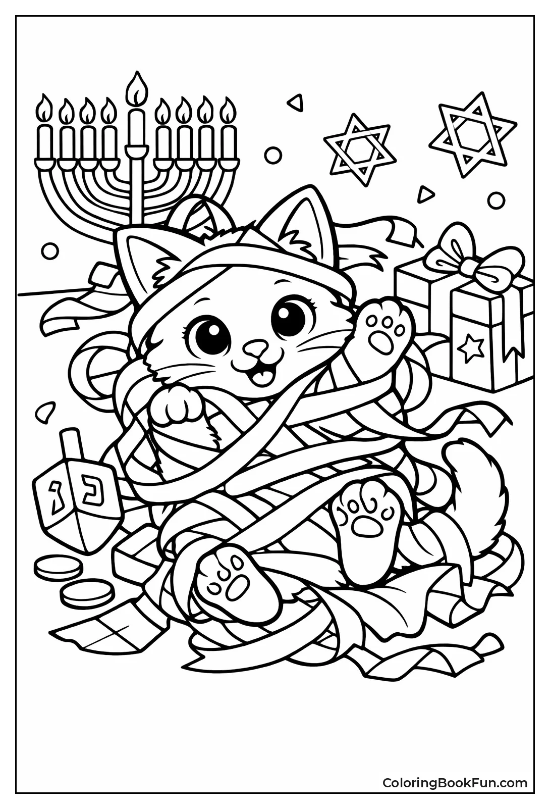 Kitten Tangled in Gift Ribbons