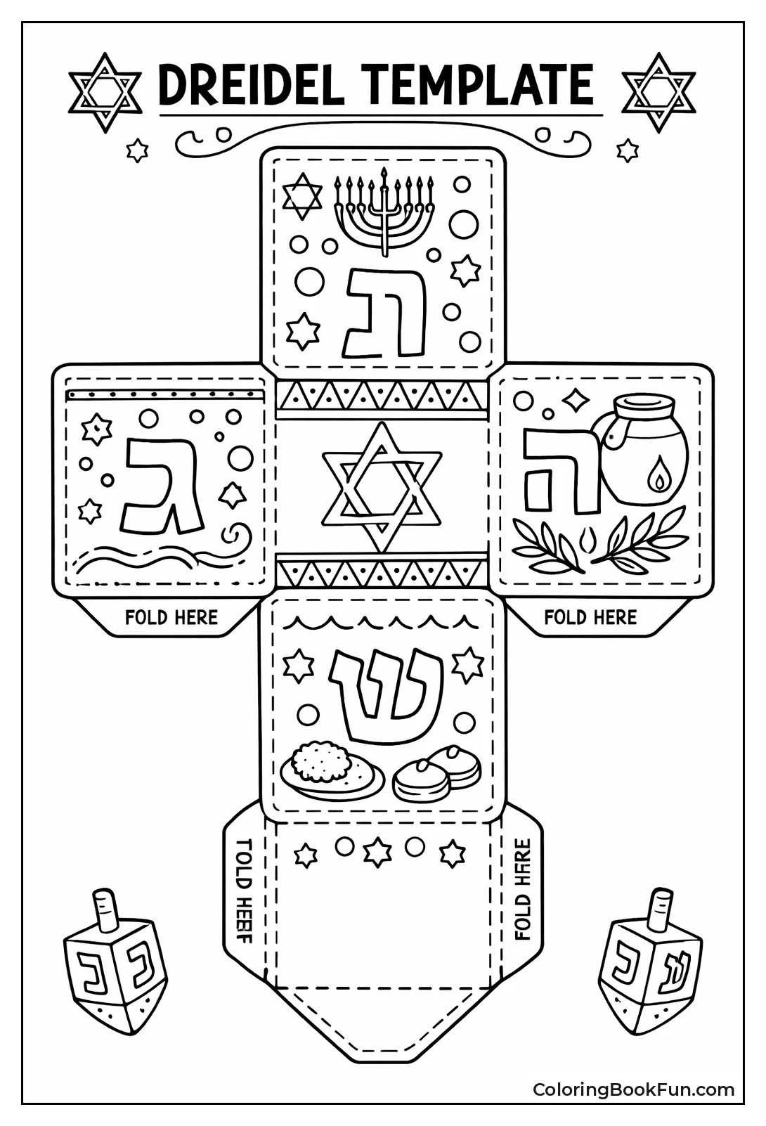 Foldable Paper Dreidel Template