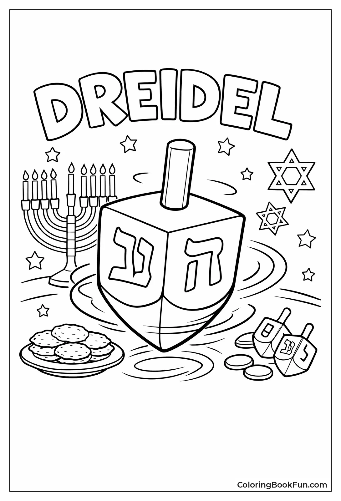 Dreidel Spinning with Hebrew Letters