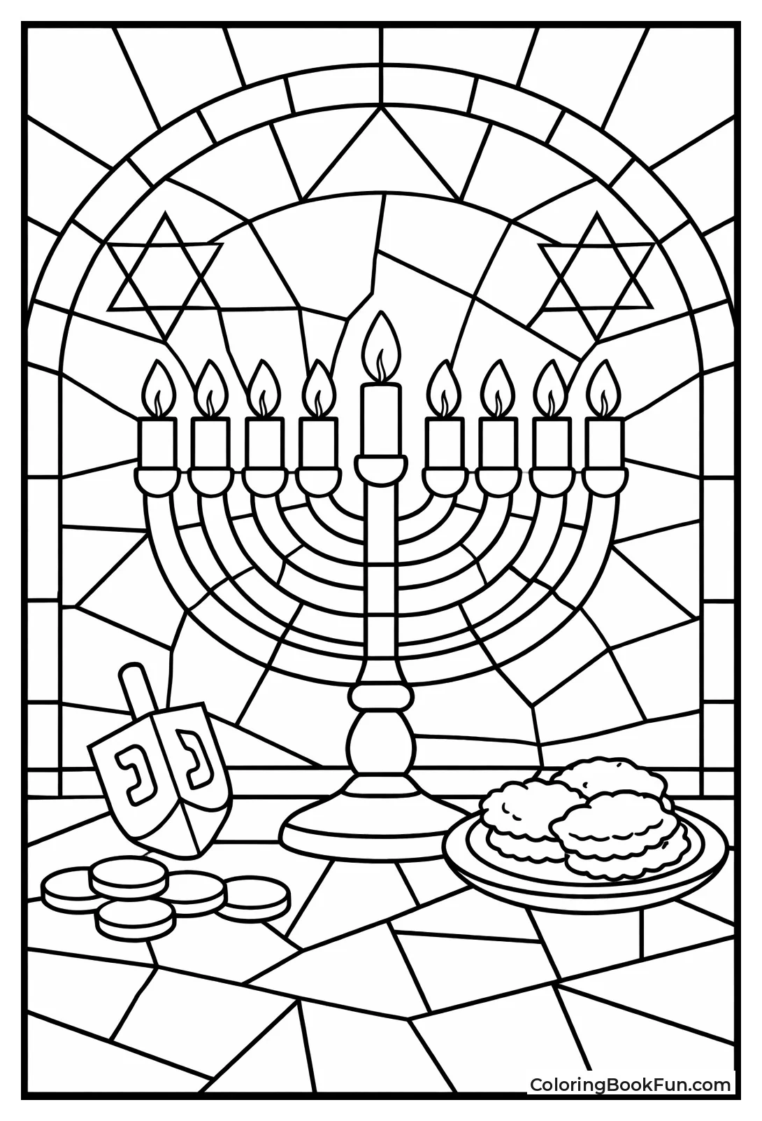 Stained Glass Menorah Window