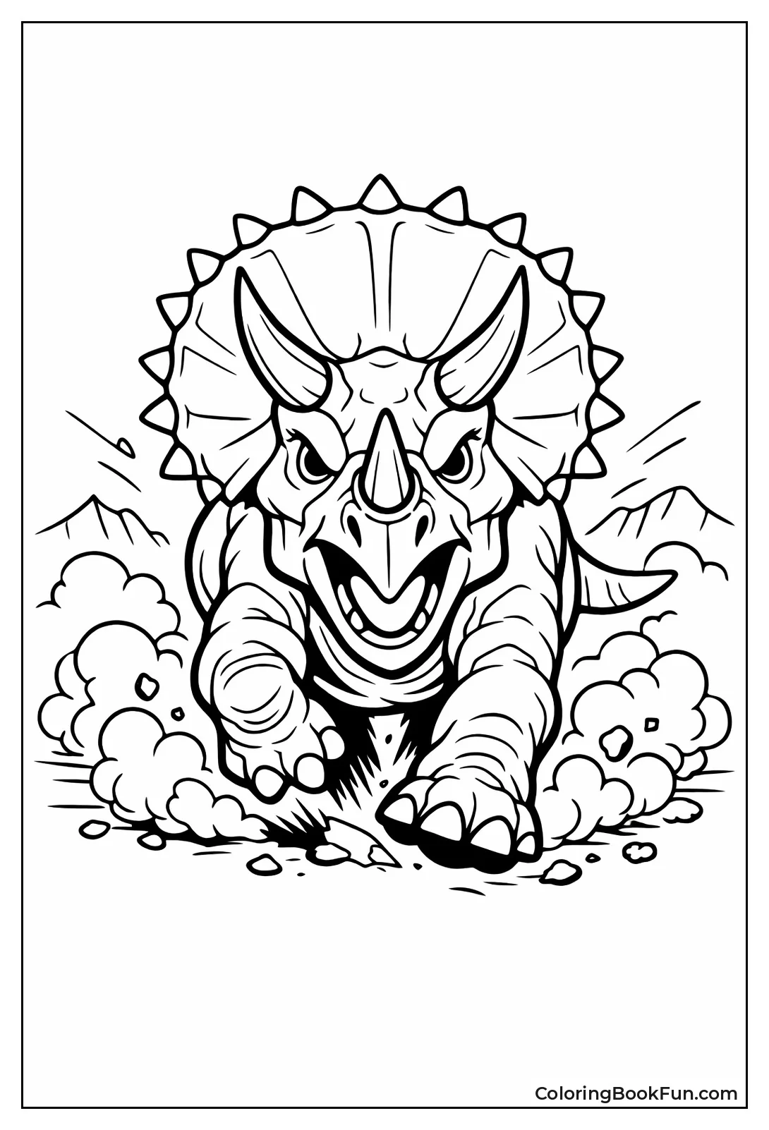 Charging Triceratops Kicks Dust