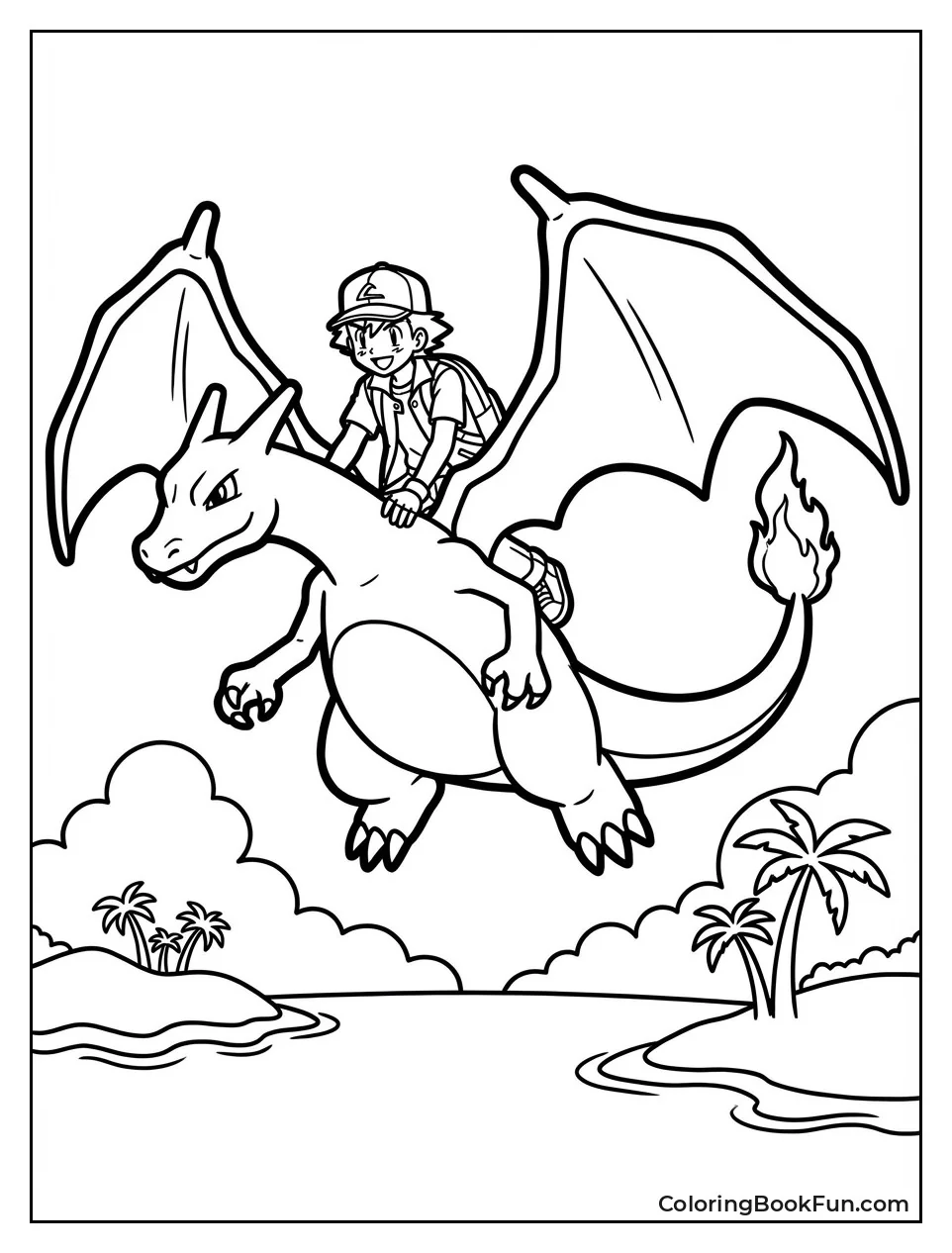 Trainer Glides on Charizard