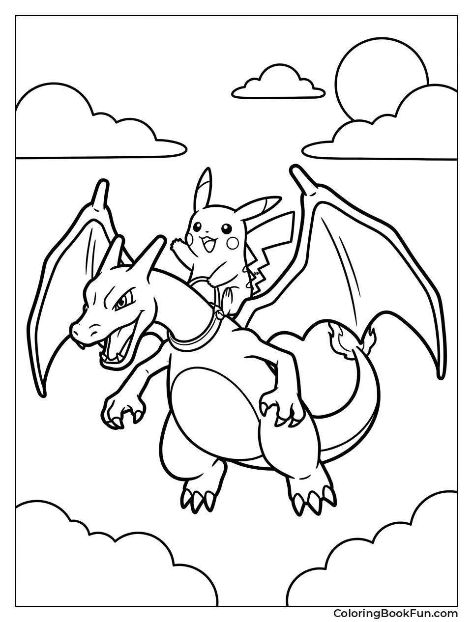 Pikachu Rides Charizard