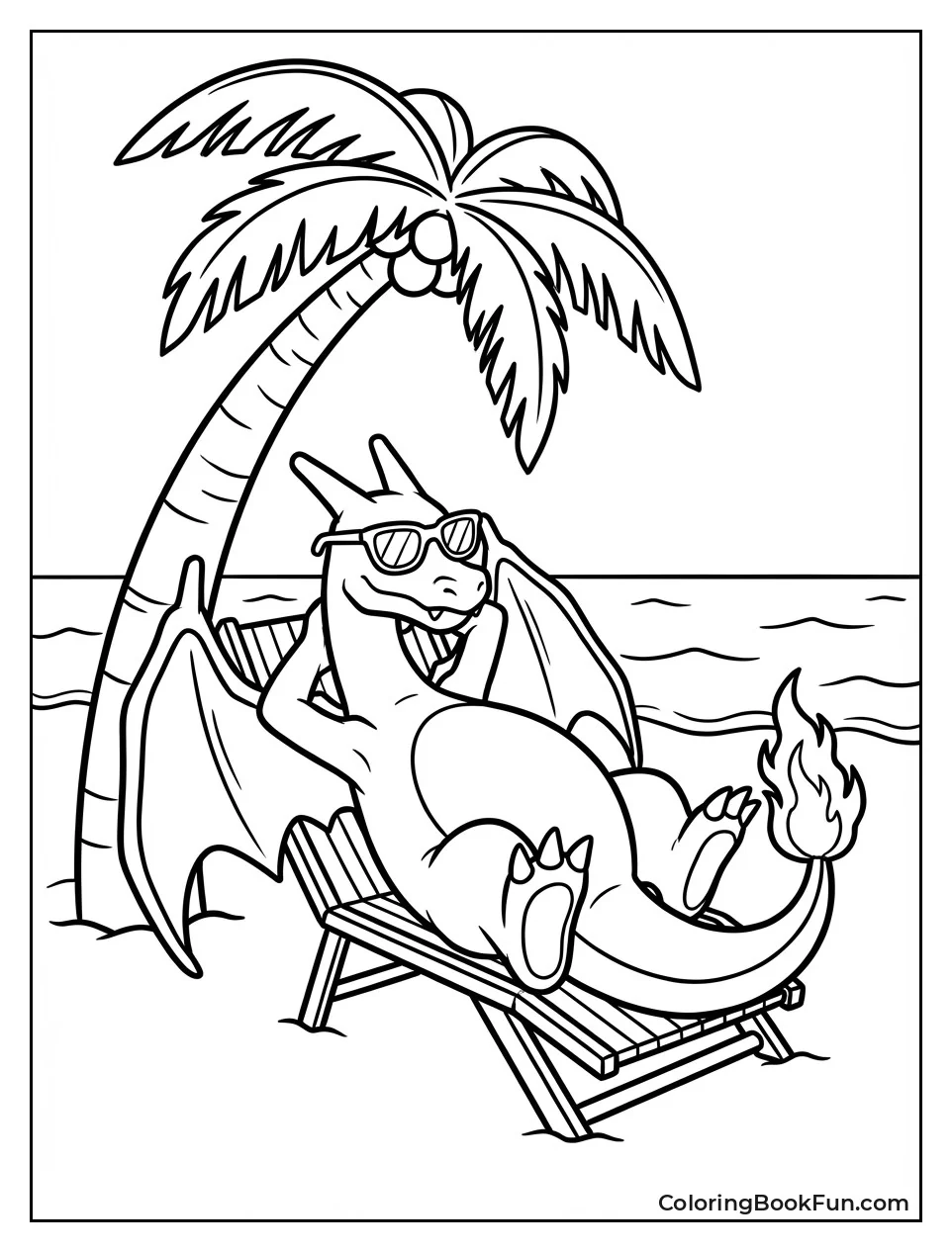 Charizard Relaxes on Beach