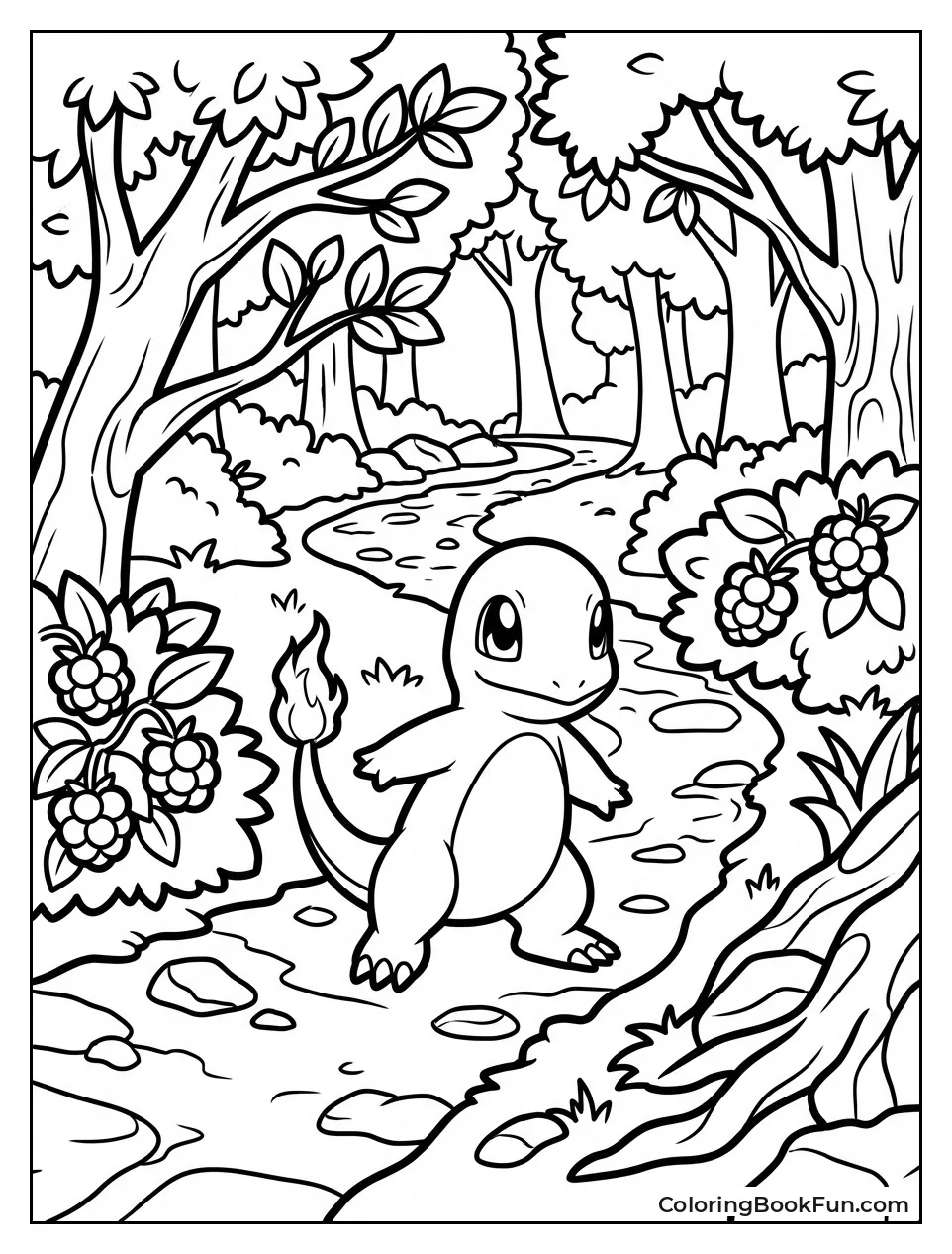 Charmander Exploring Forest Path