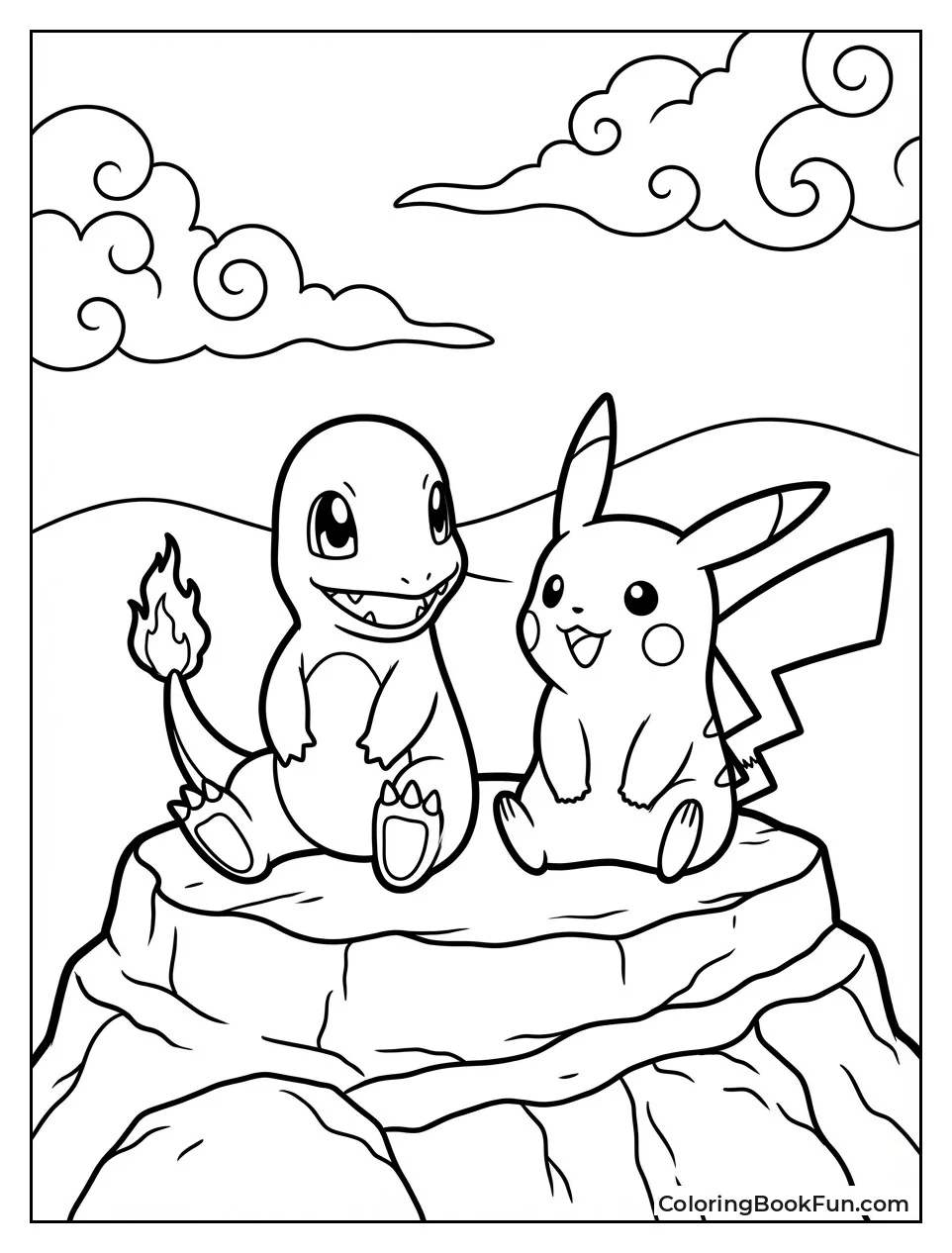 Charmander Pikachu on Rock