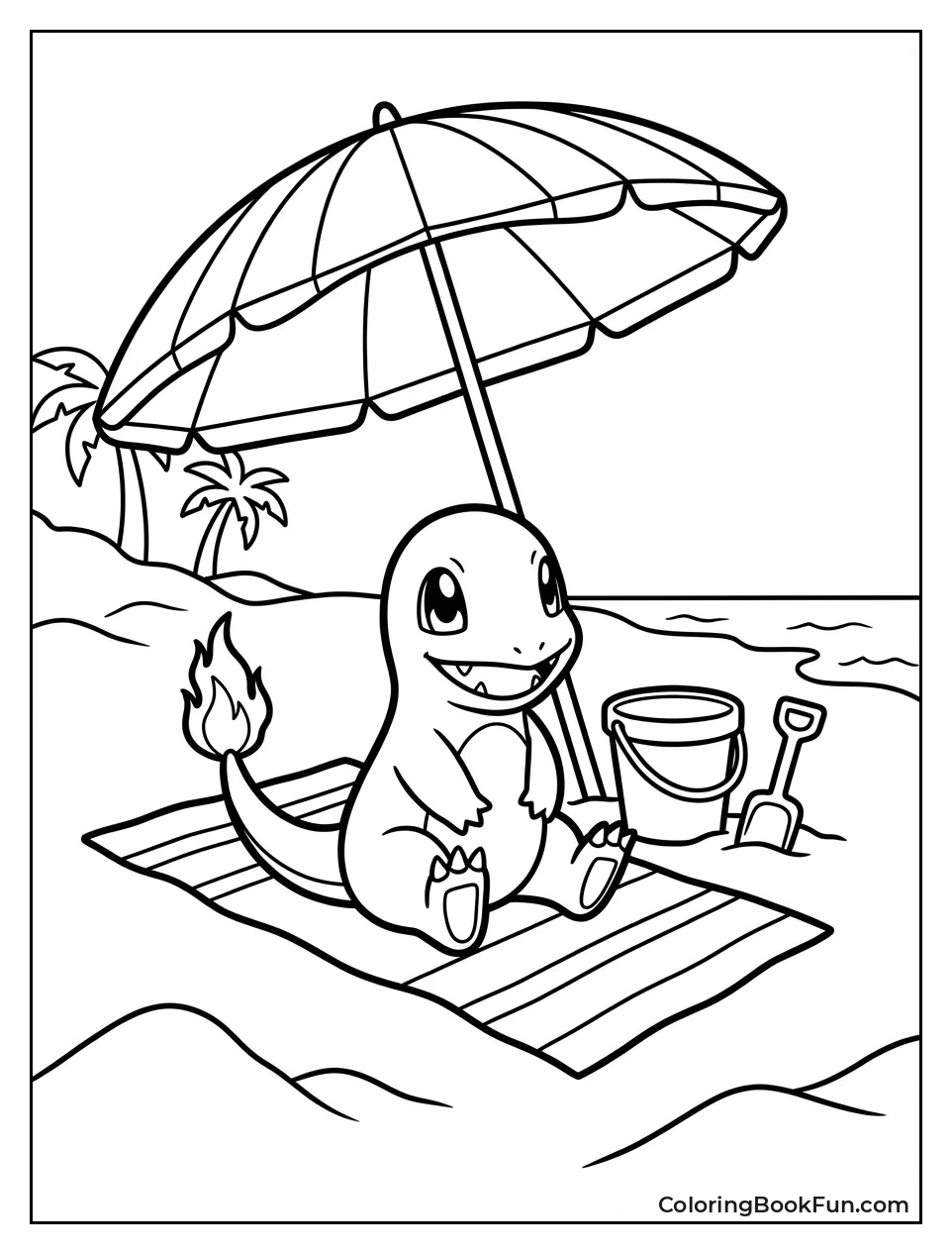 Beach Charmander under Umbrella