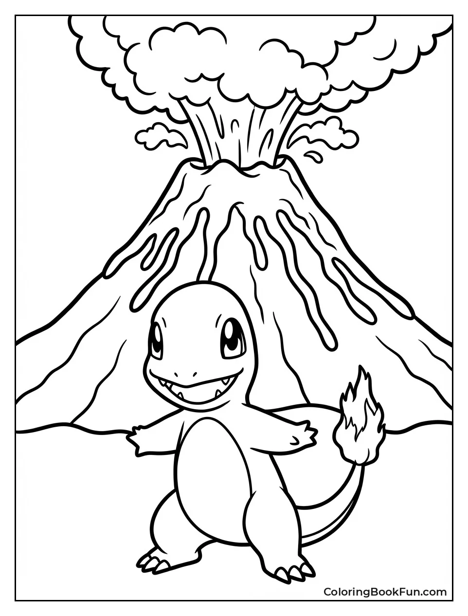 Charmander before Erupting Volcano
