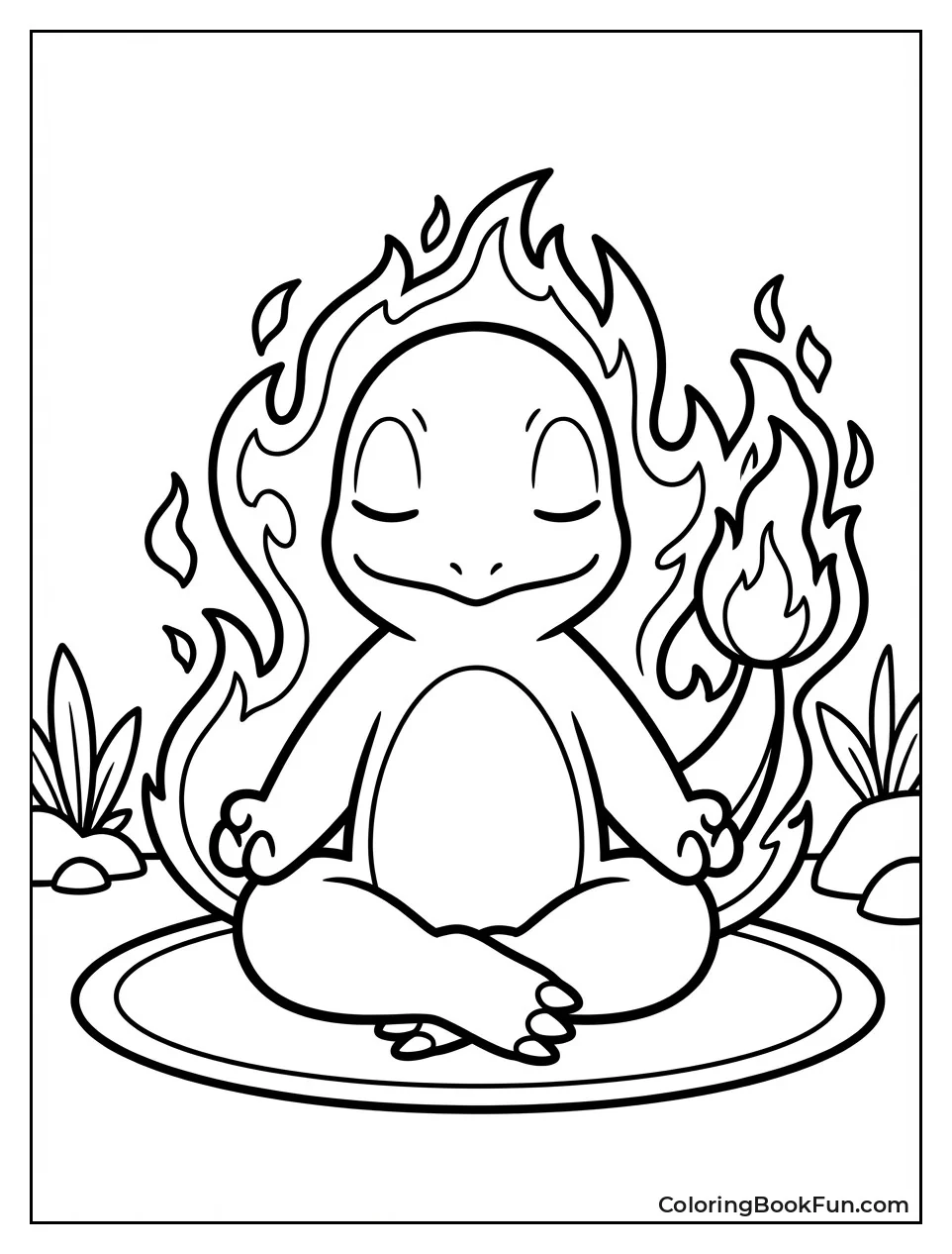 Meditating Charmander with Aura