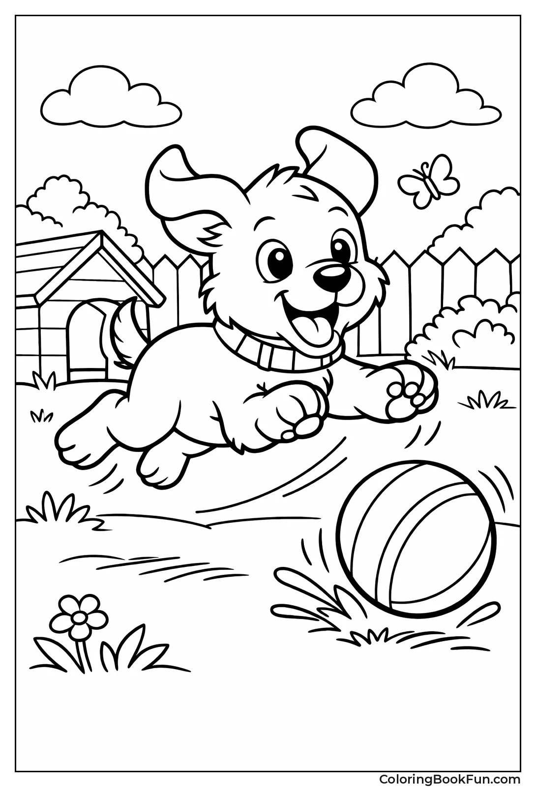 Puppy Leaping after Bouncing Ball