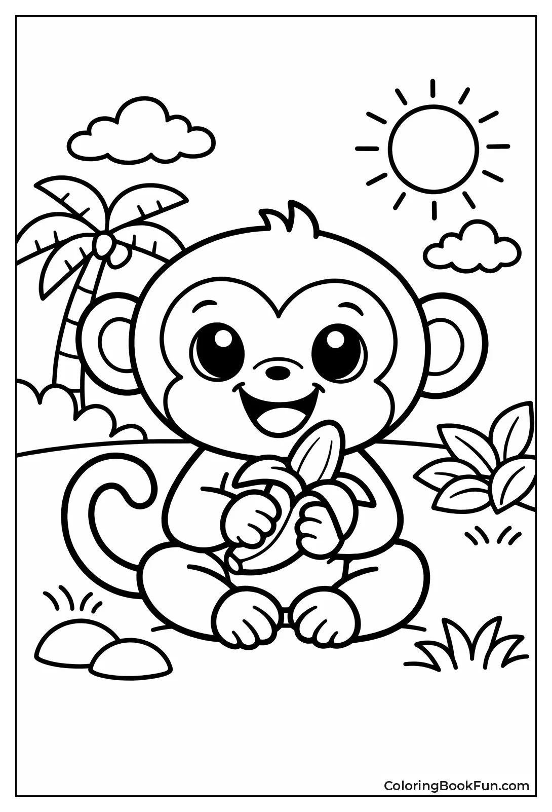 Cute Monkey Holds Banana