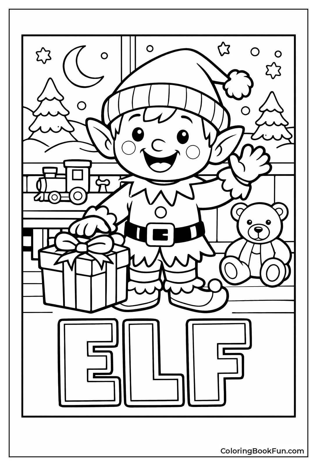 Cheerful Elf Waving Hello