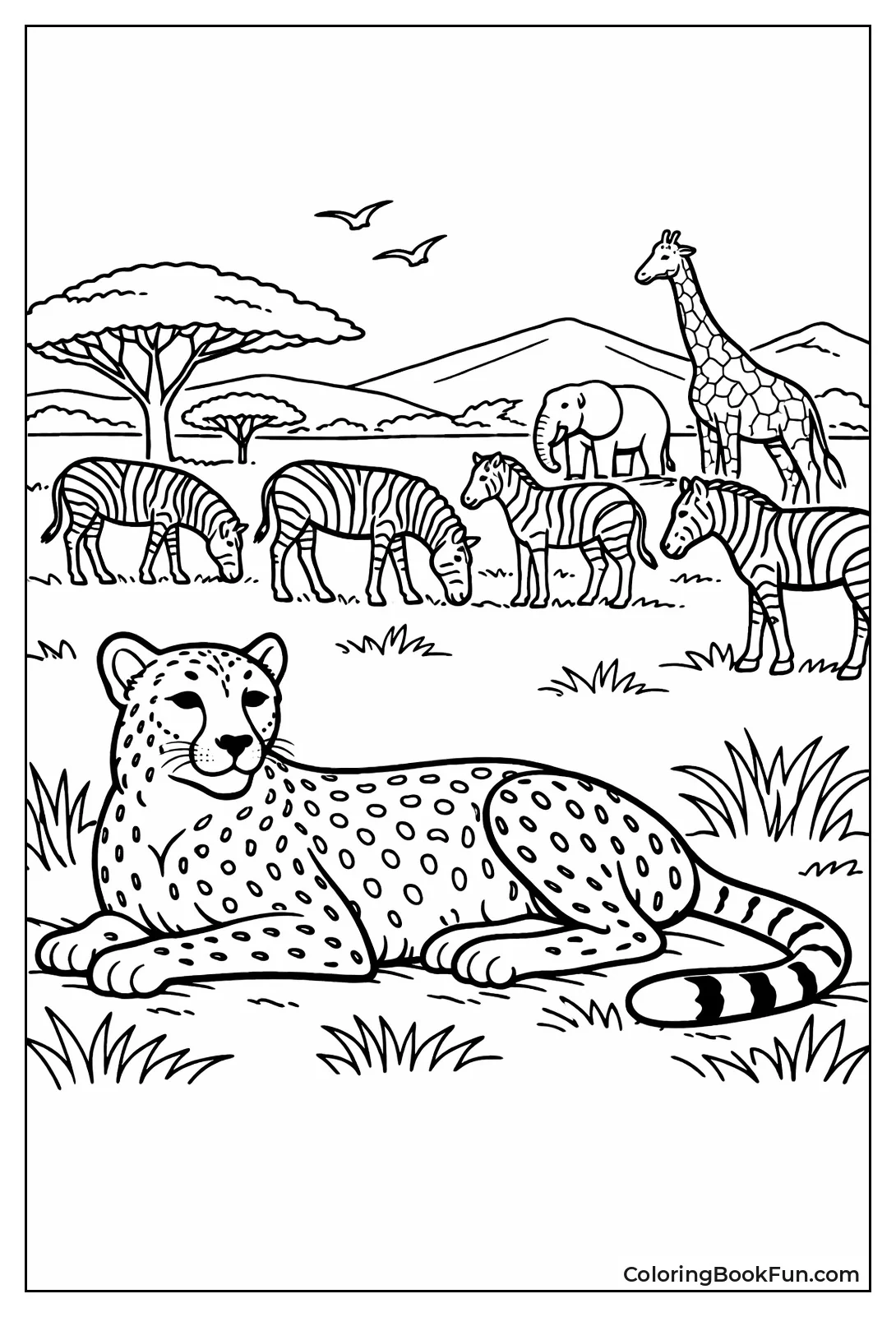 Cheetah with Zebra Friends