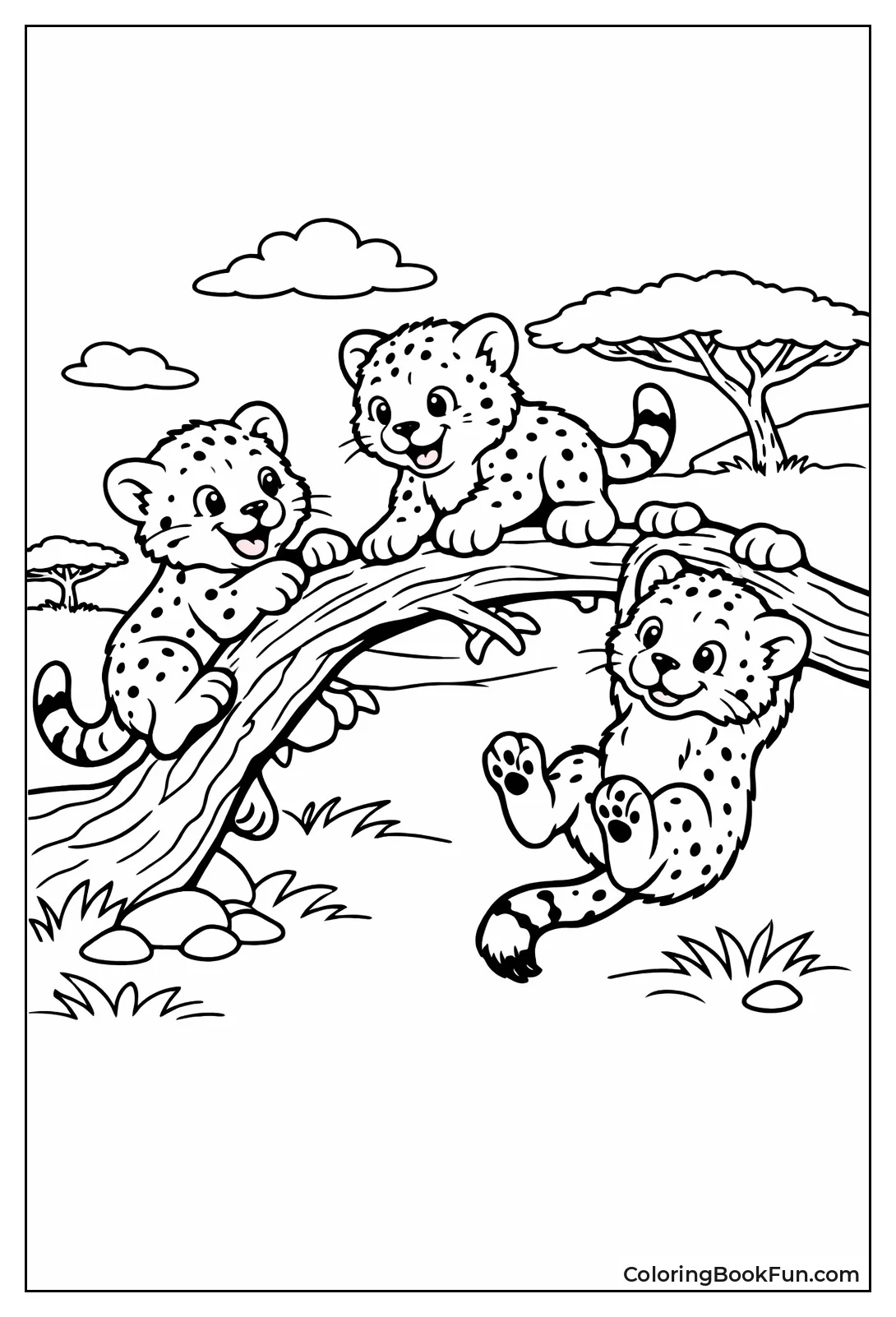 Cubs Climbing Acacia Tree