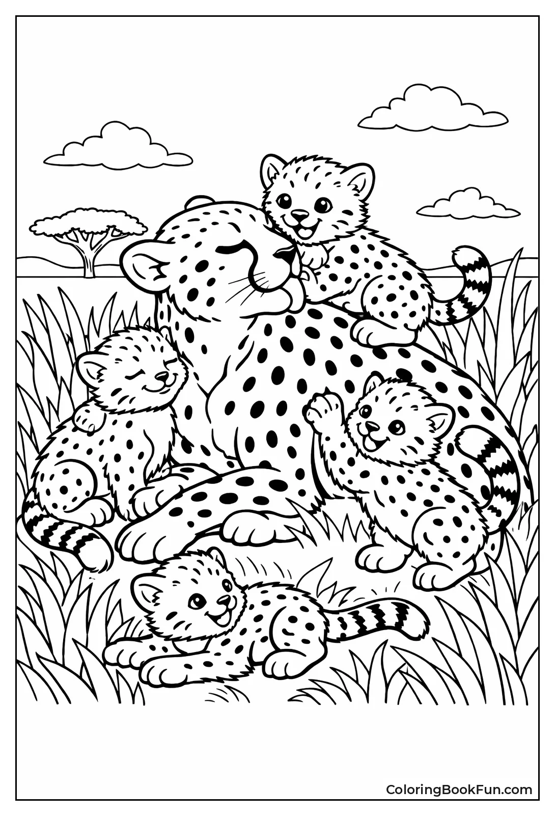 Mother Cheetah with Cubs