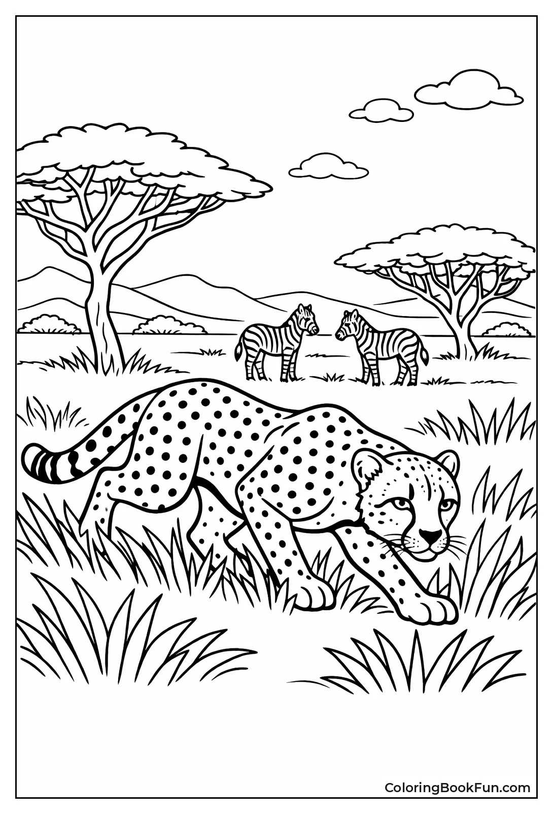 Cheetah Stalking in Savanna