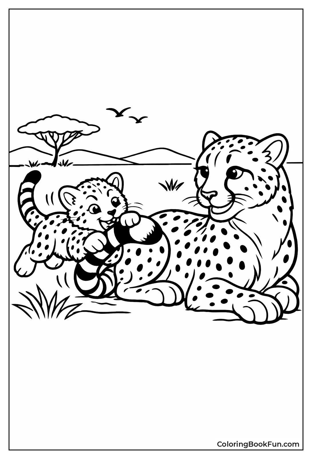 Cub Pouncing on Tail