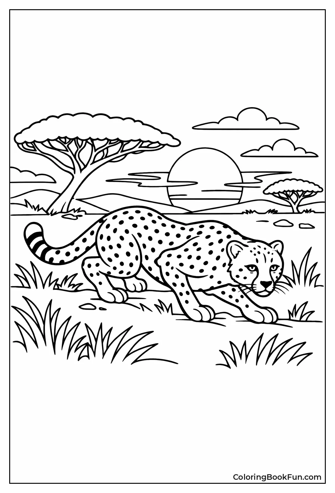 Cheetah in Savanna Sunset