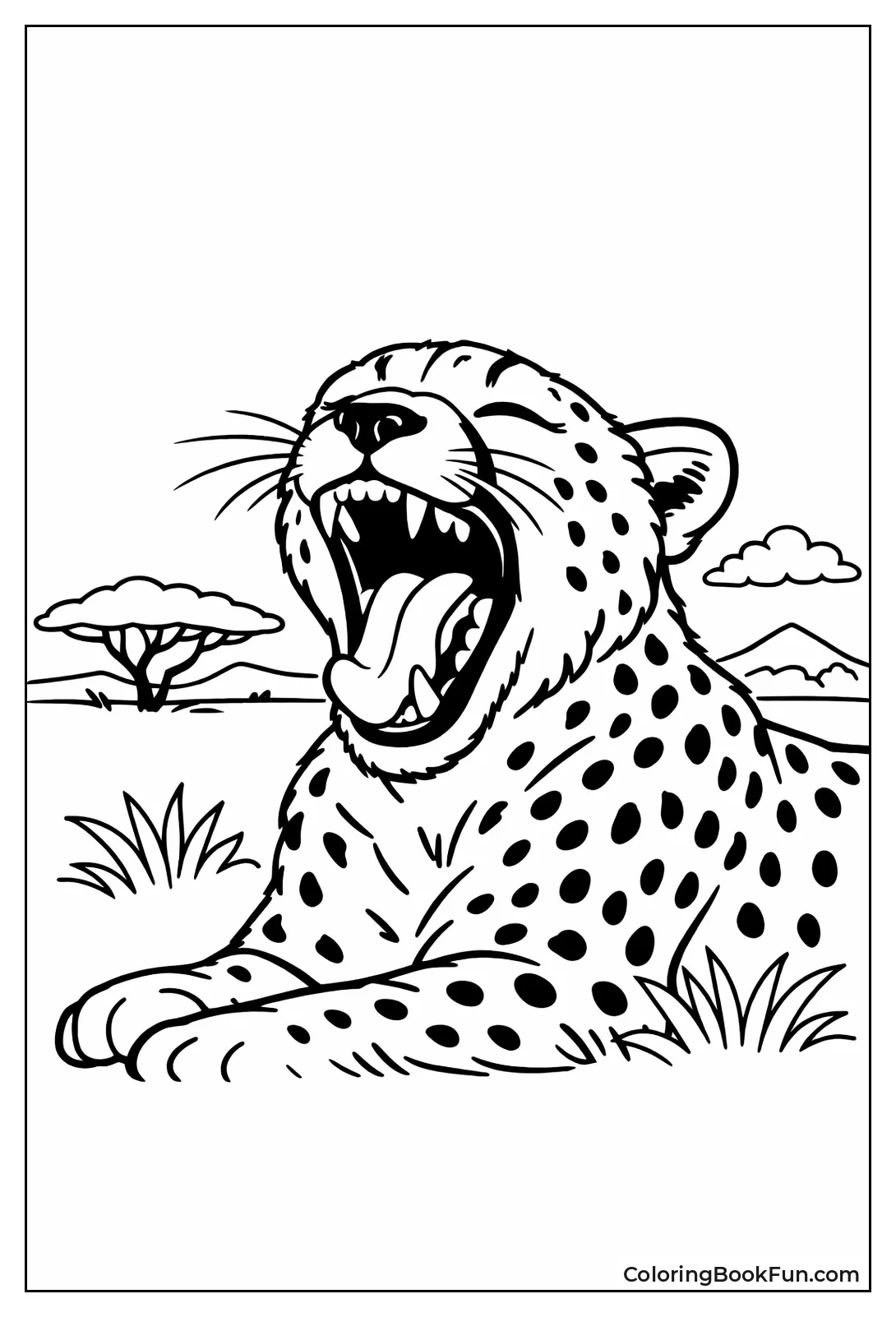 Cheetah Yawning Wide