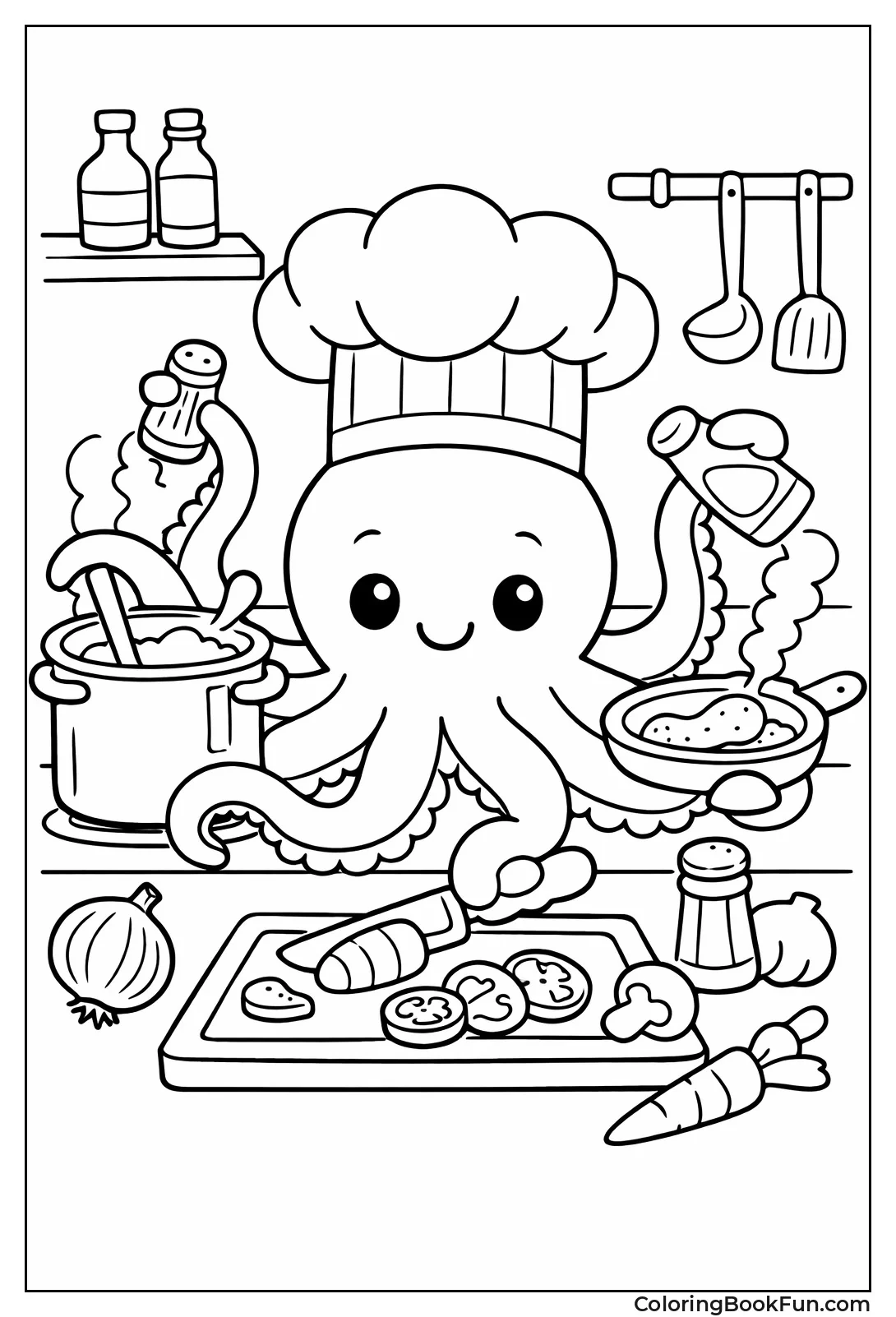 Chef Octopus in the Kitchen