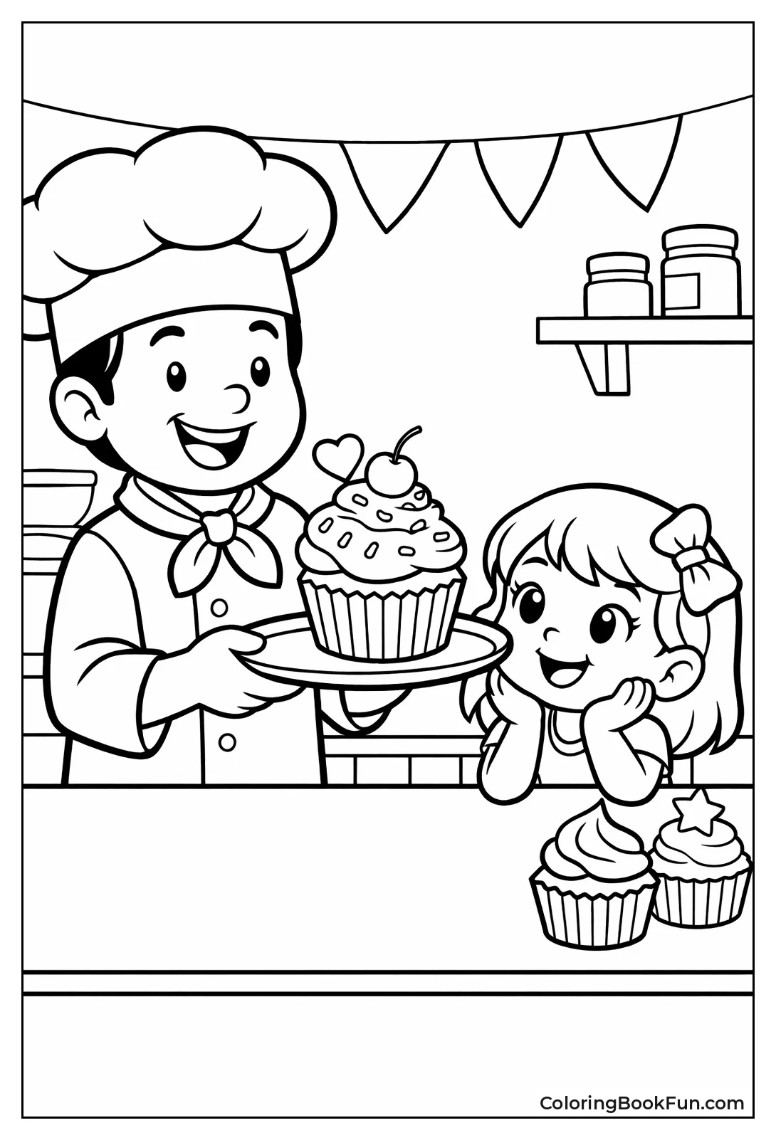 Chef Serving Cupcake
