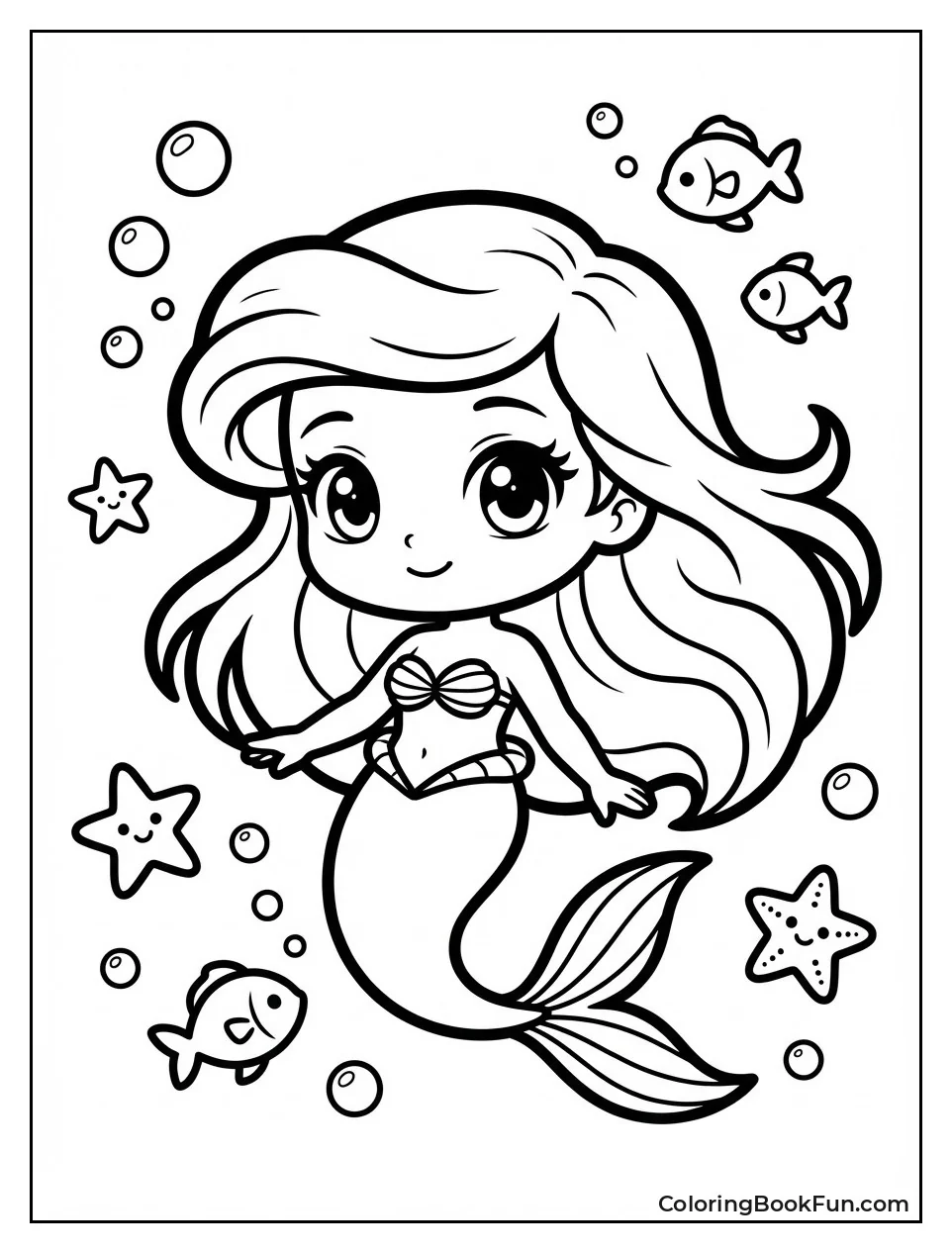 Chibi Ariel Swims Playfully
