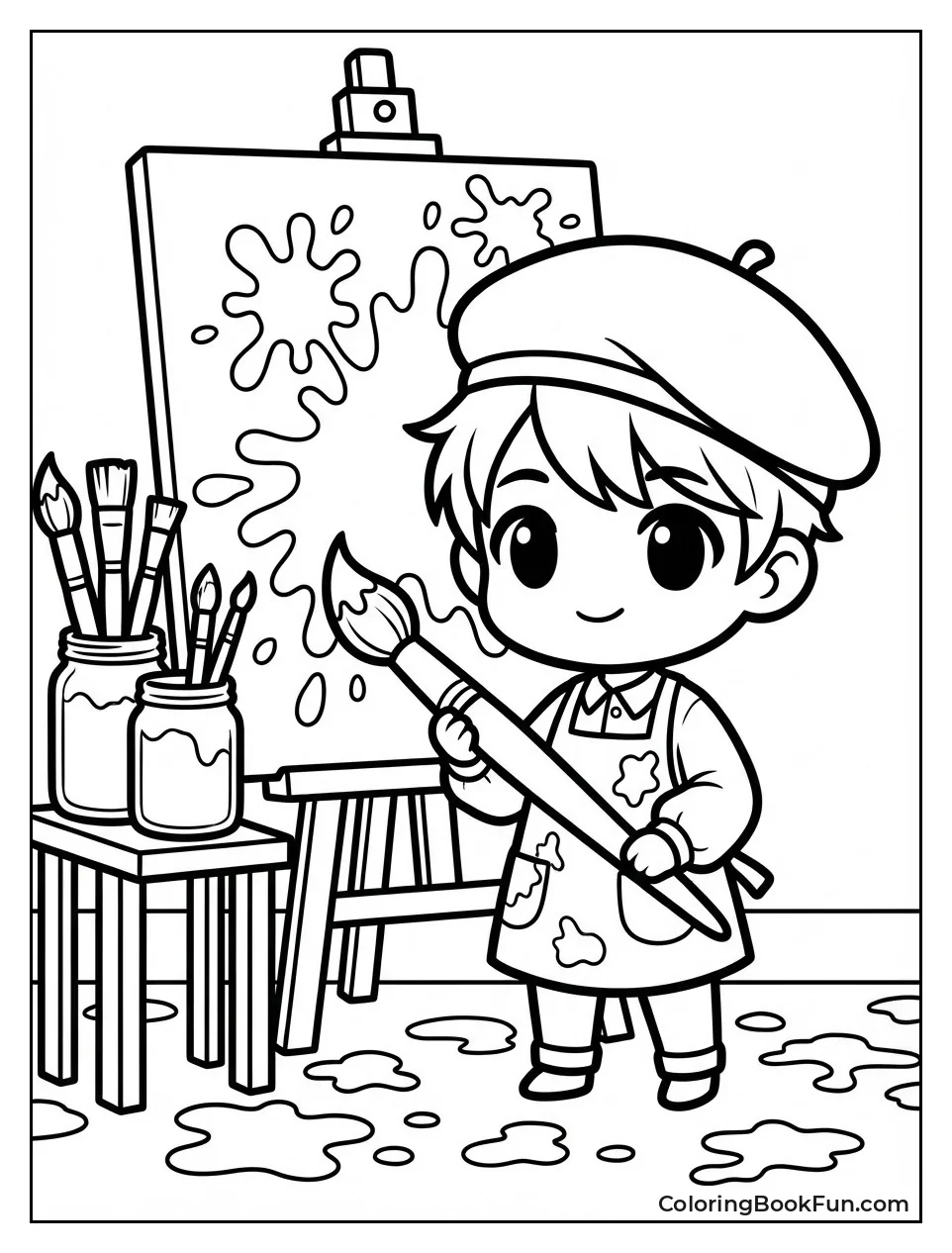 Artist Painting Big Canvas