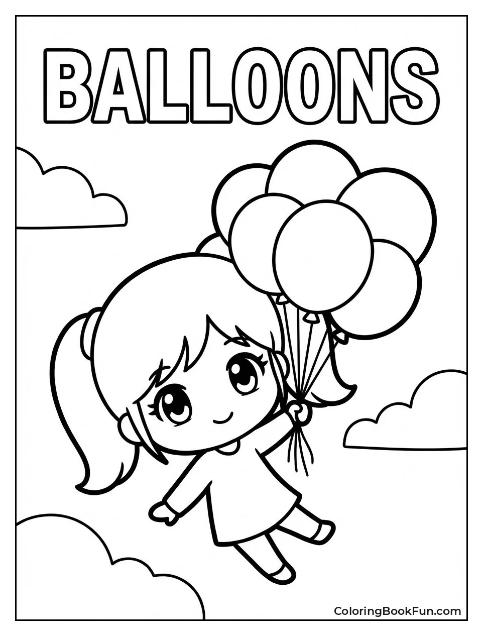 Girl Holding Colorful Balloons