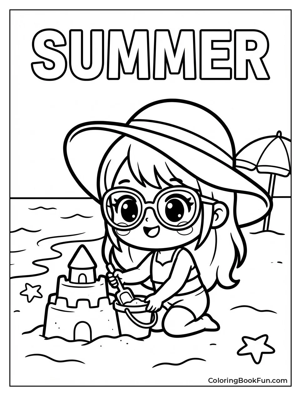 Girl Building Sandcastle Beach