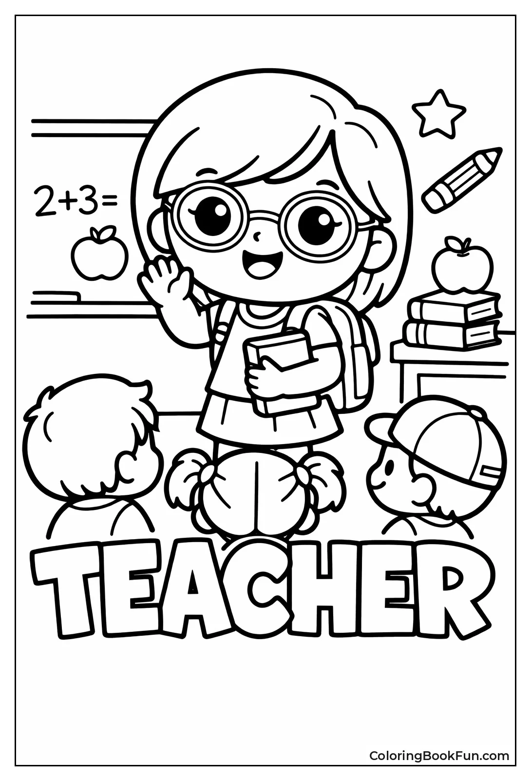 Cute Chibi Teacher Waving Backpack