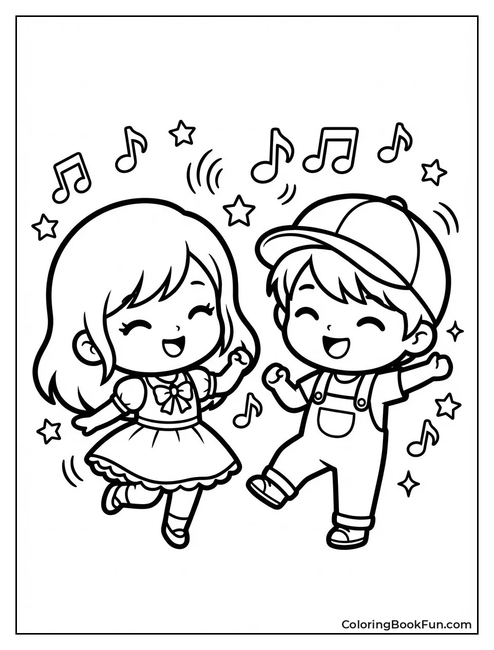 Friends Dancing with Notes