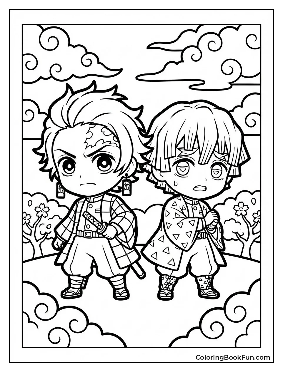 Chibi Tanjiro and Zenitsu