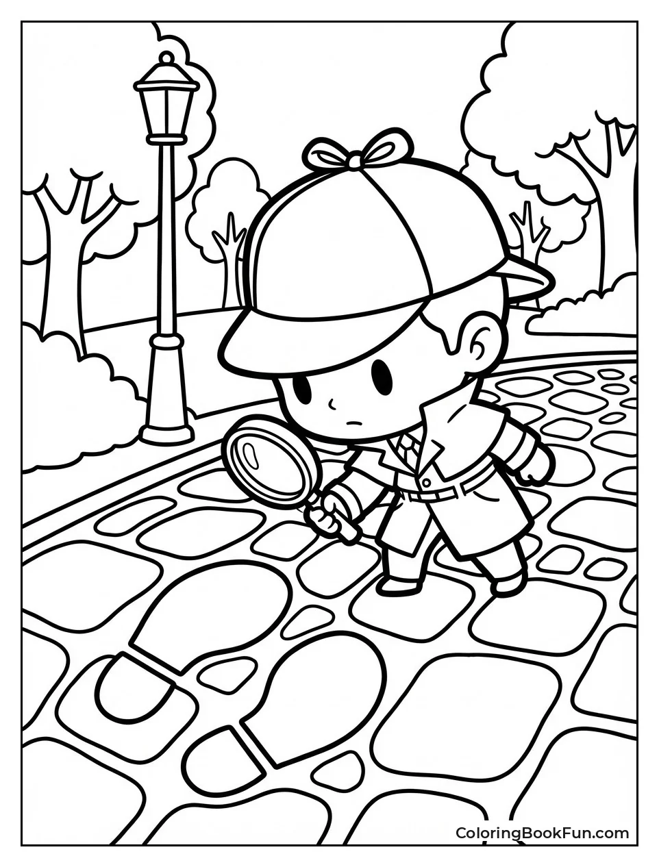 Detective Checking Big Footprints