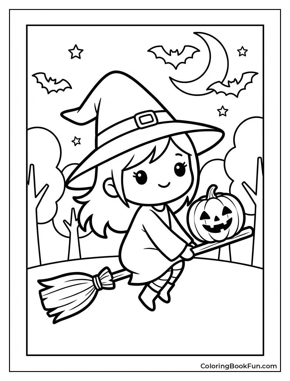 Witch Flying on Broom