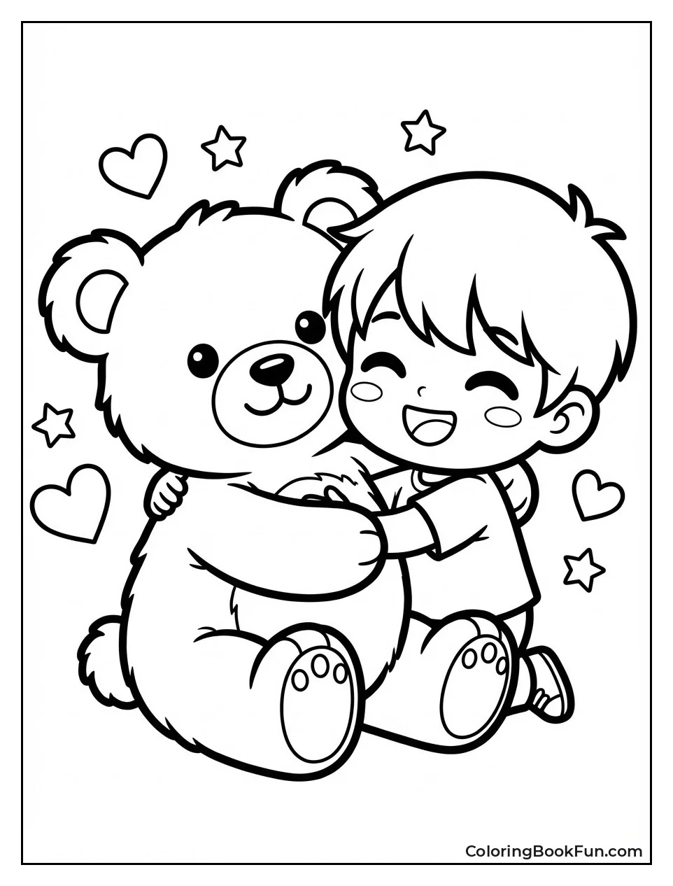 Child Hugging Giant Teddy