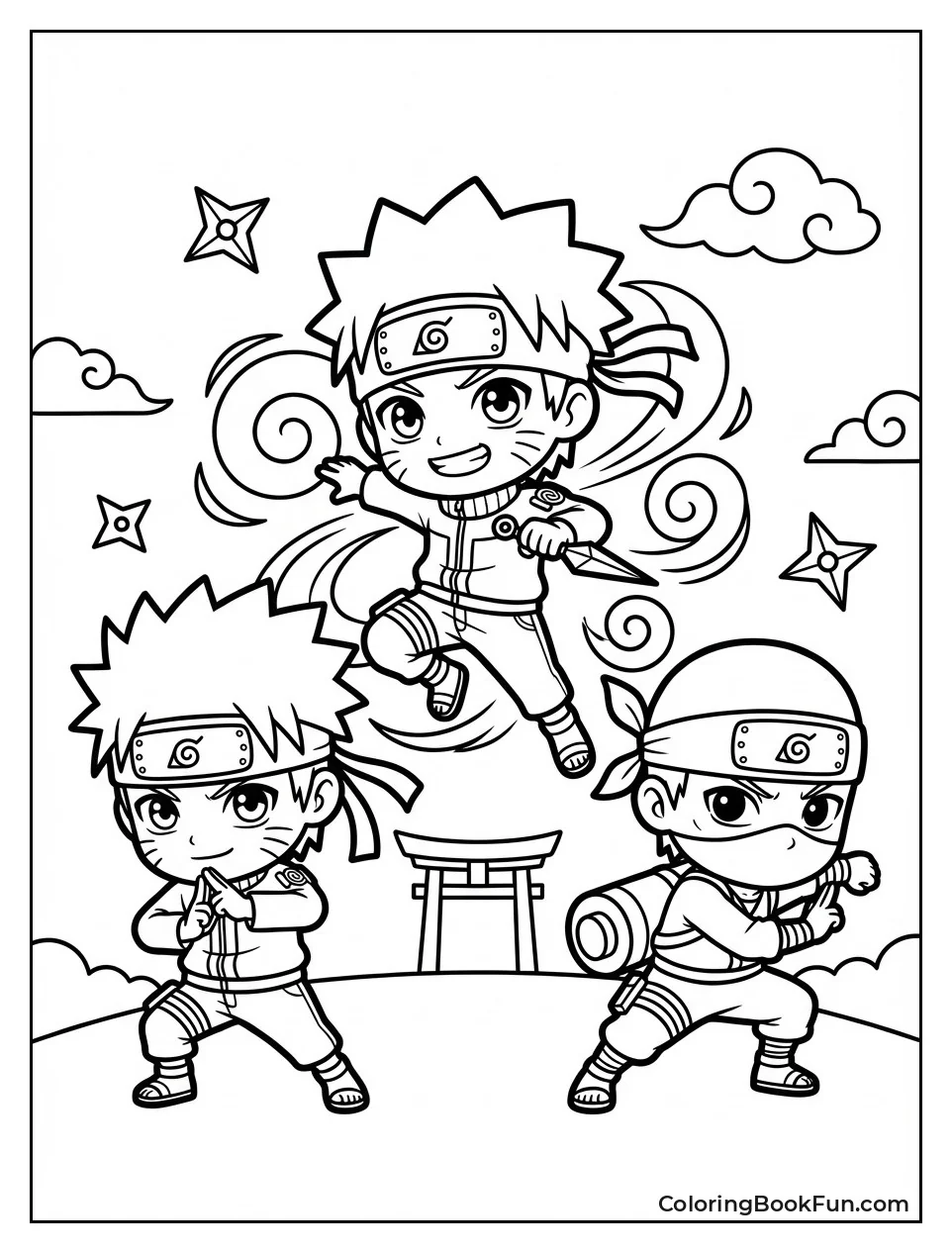 Chibi Naruto Ninjas Jumping