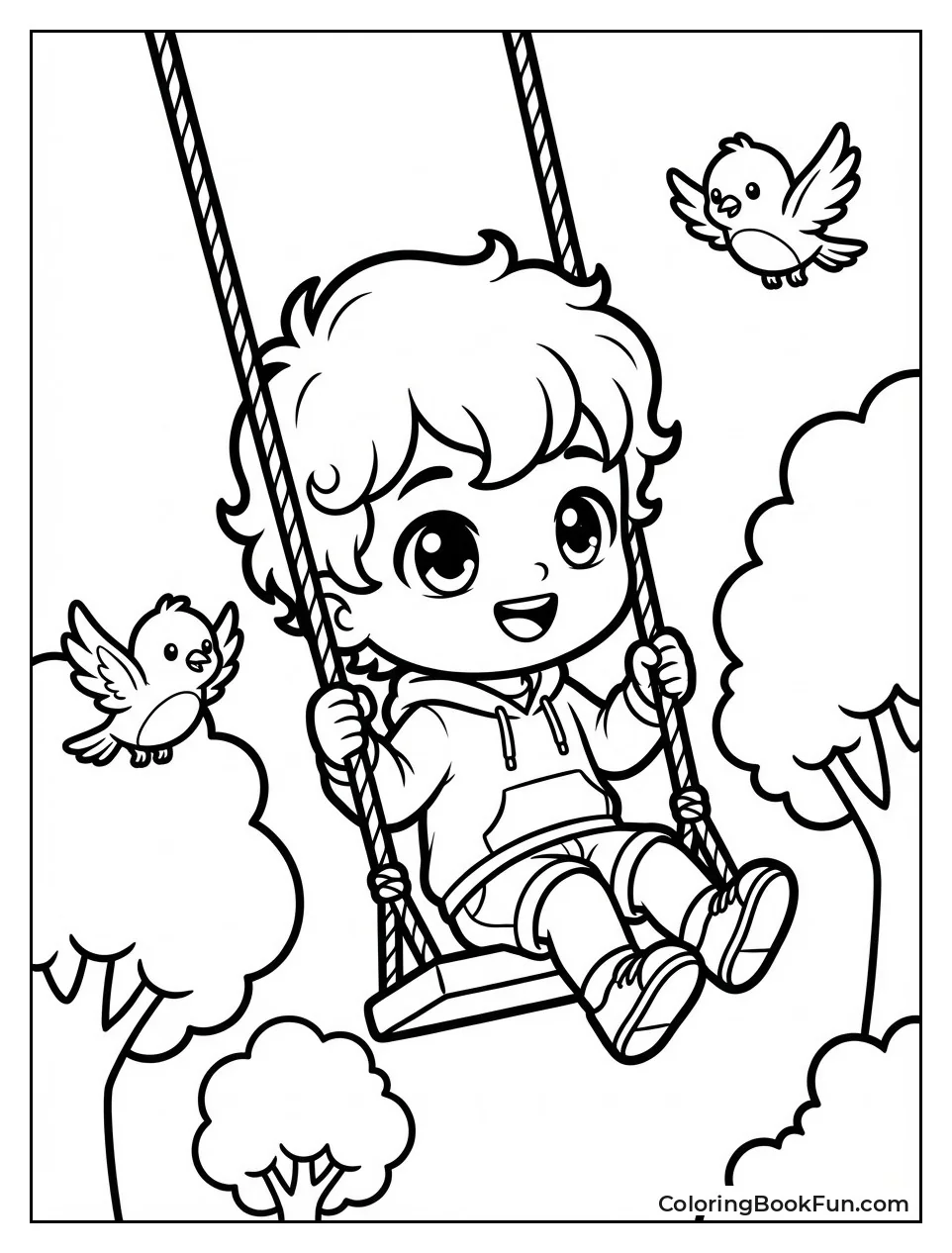 Child Swinging in Park