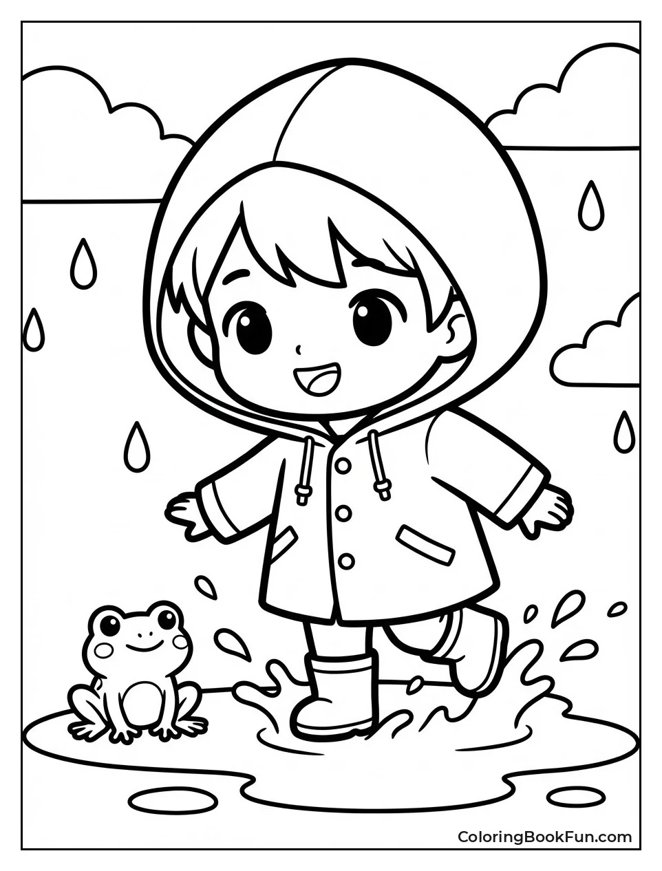 Kid Splashing Rain Puddles