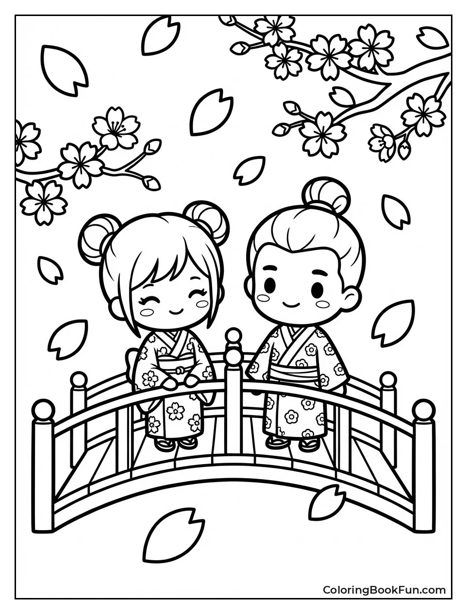 Kids under Cherry Blossoms