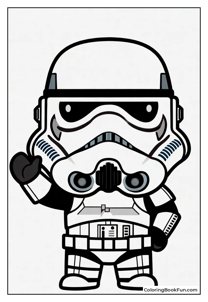 Chibi Stormtrooper Waving with Big Eyes
