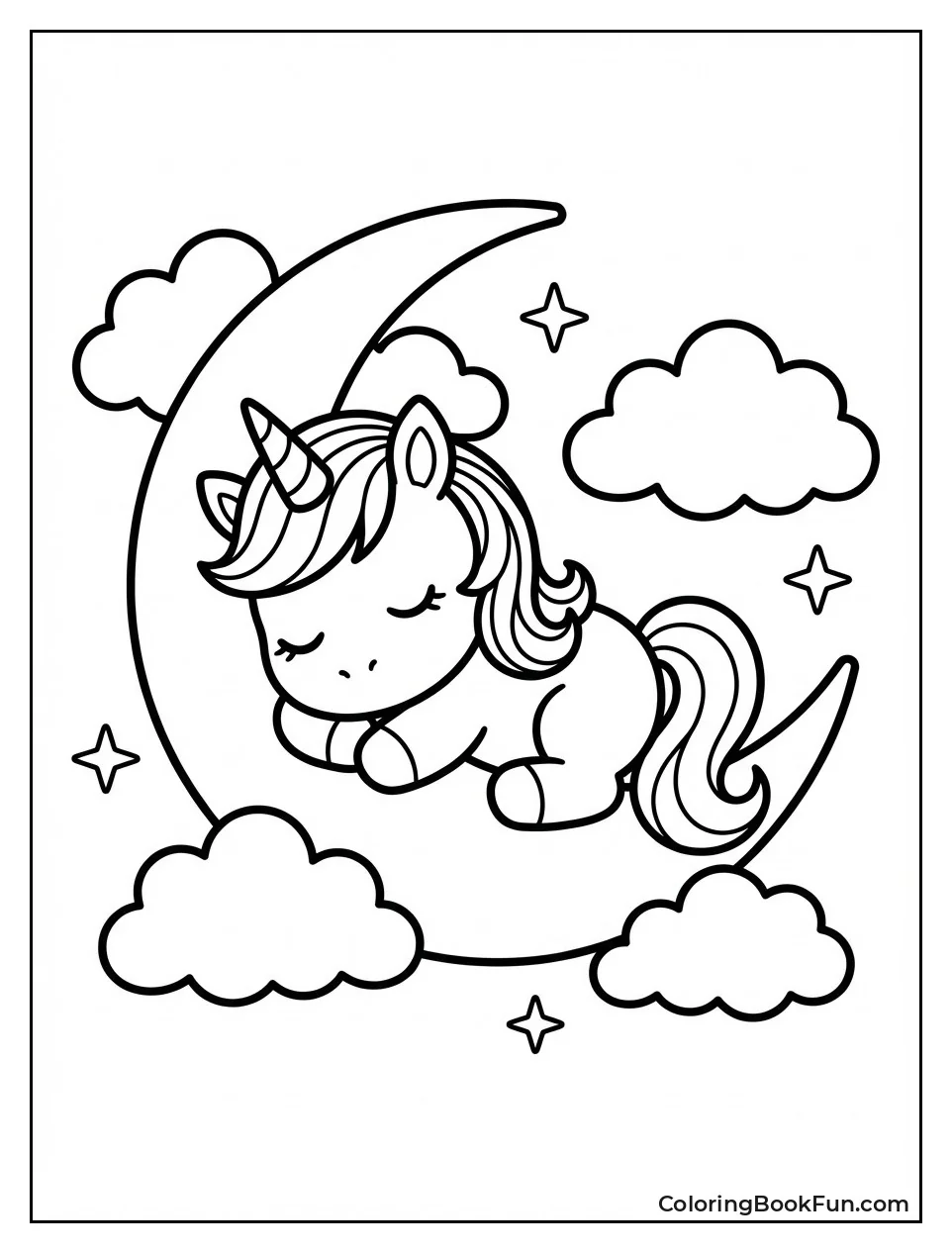 Unicorn Sleeping on Moon